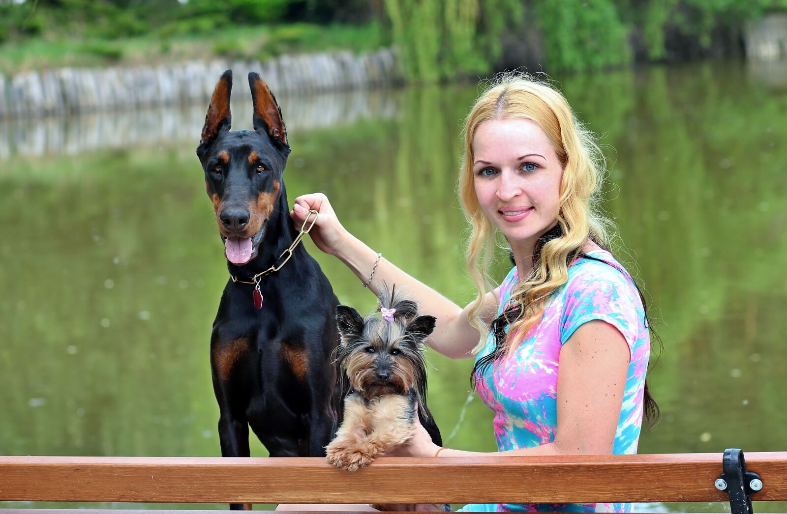 Canon EOS 600D (Rebel EOS T3i / EOS Kiss X5) sample photo. Doberman, blonde woman, dogs photography