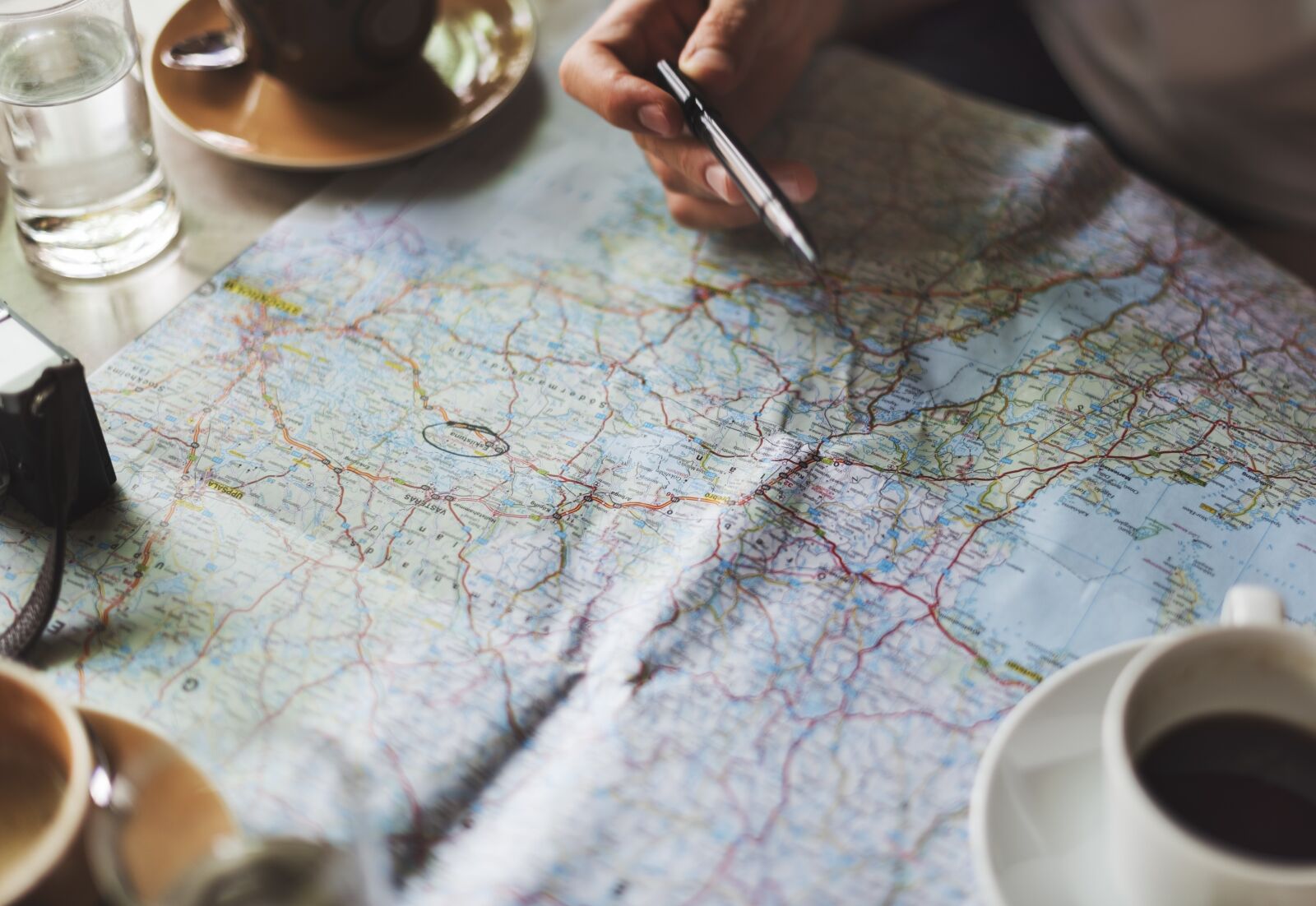 Nikon D810 sample photo. Map, travel, coffee photography