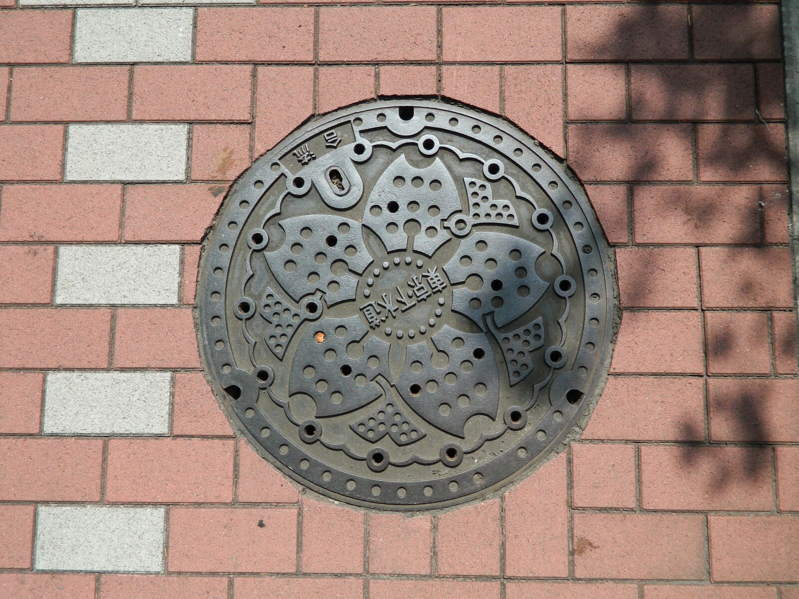 Nikon Coolpix L120 sample photo. Manhole cover, japan, brick photography