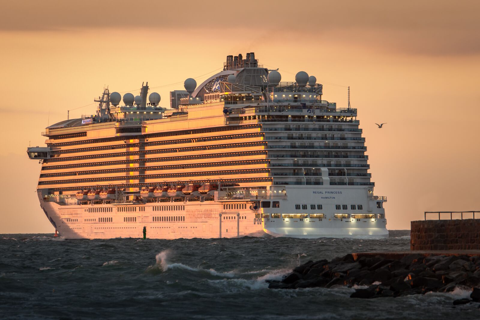 Tamron SP 70-200mm F2.8 Di VC USD sample photo. Cruise ship, shelf-princess, sunset photography