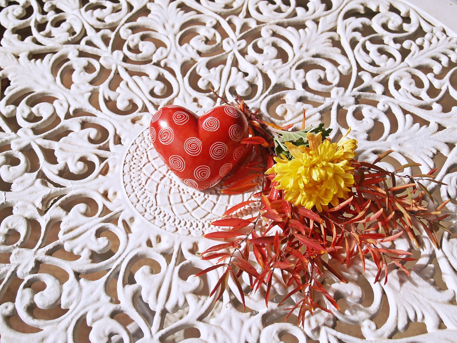 Olympus E-300 (EVOLT E-300) sample photo. Heart, red, iron lace photography
