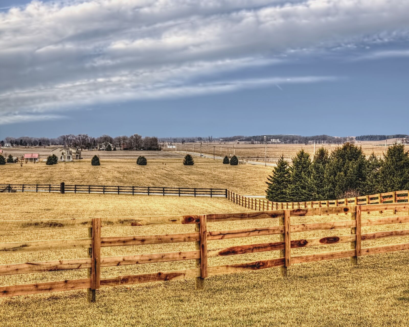 Canon EOS 5D Mark II sample photo. Scenery, fence, trees photography