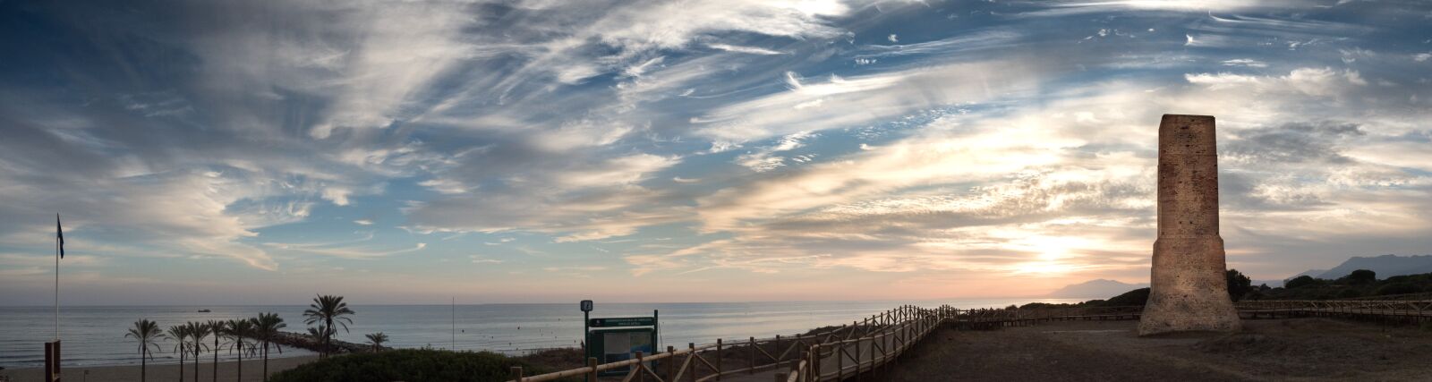 Olympus OM-D E-M5 II sample photo. Panoramic, sunset, cabopino photography