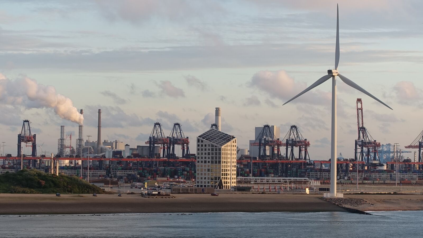 Sony Cyber-shot DSC-RX100 III sample photo. Windmills, crane, port photography