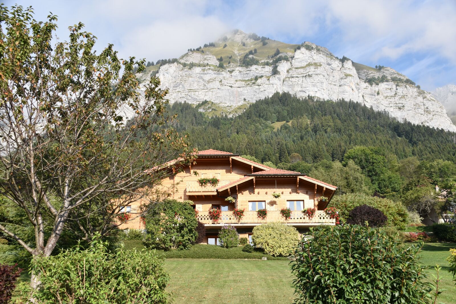 Nikon D5600 sample photo. Mountain, wooden chalet, panoramic photography