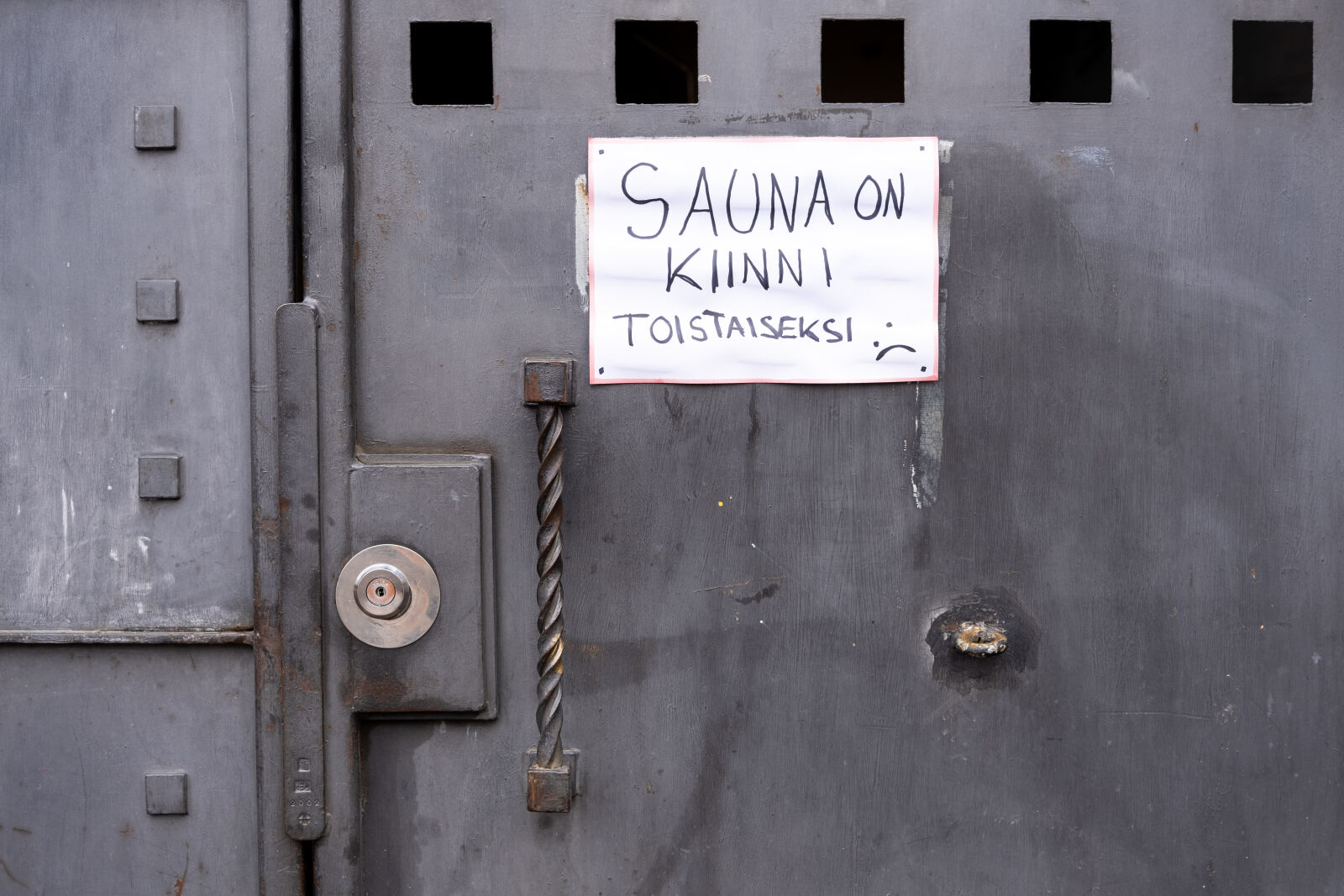 Fujifilm X-E4 sample photo. Sauna is closed for photography