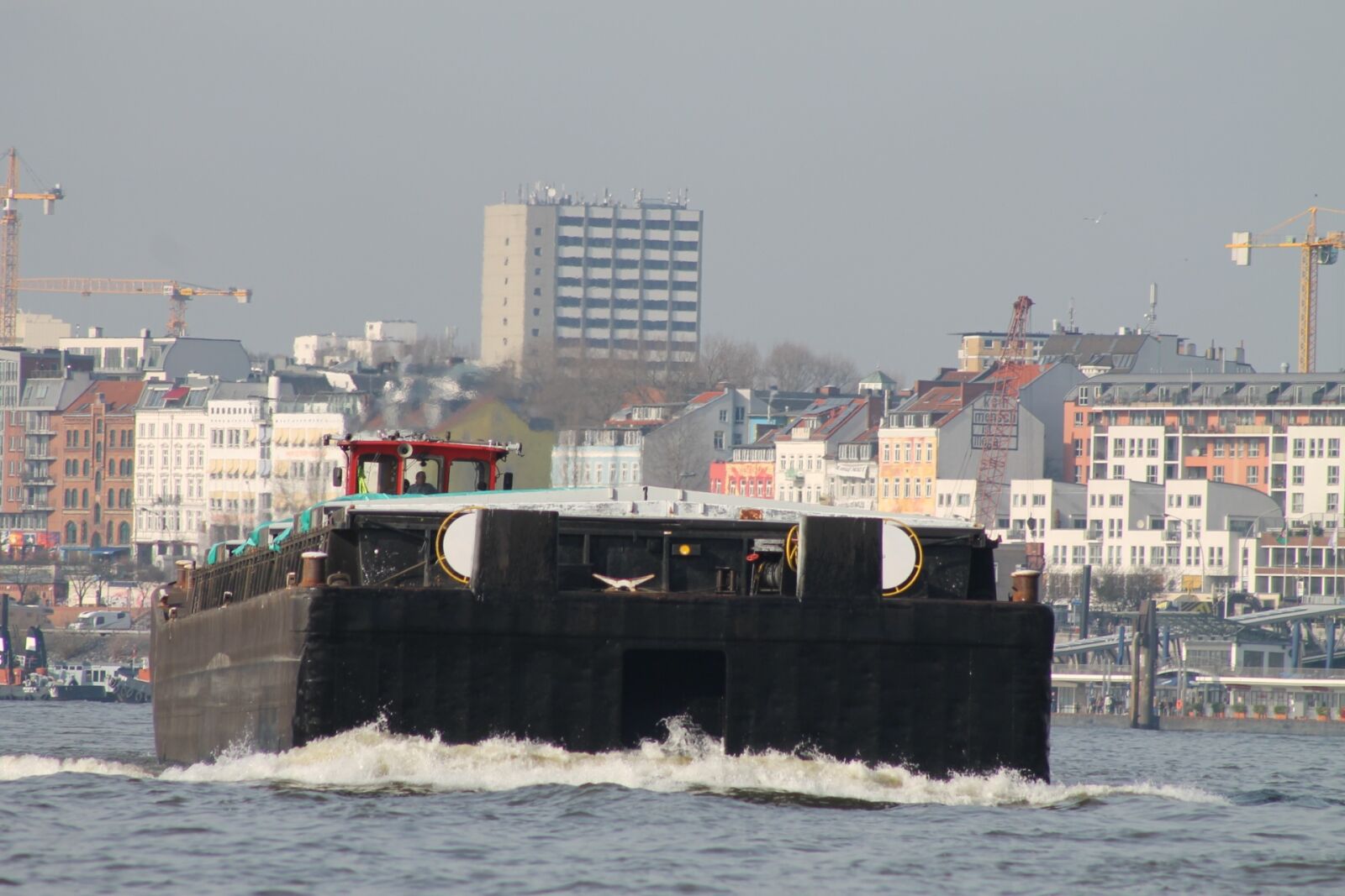 Canon EF 75-300mm f/4-5.6 sample photo. Port, hamburg, barges photography