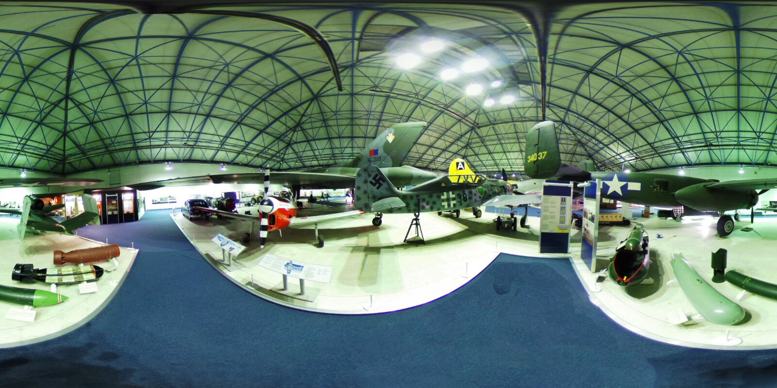 Ricoh Theta S sample photo. 360, air, museum, fighter photography