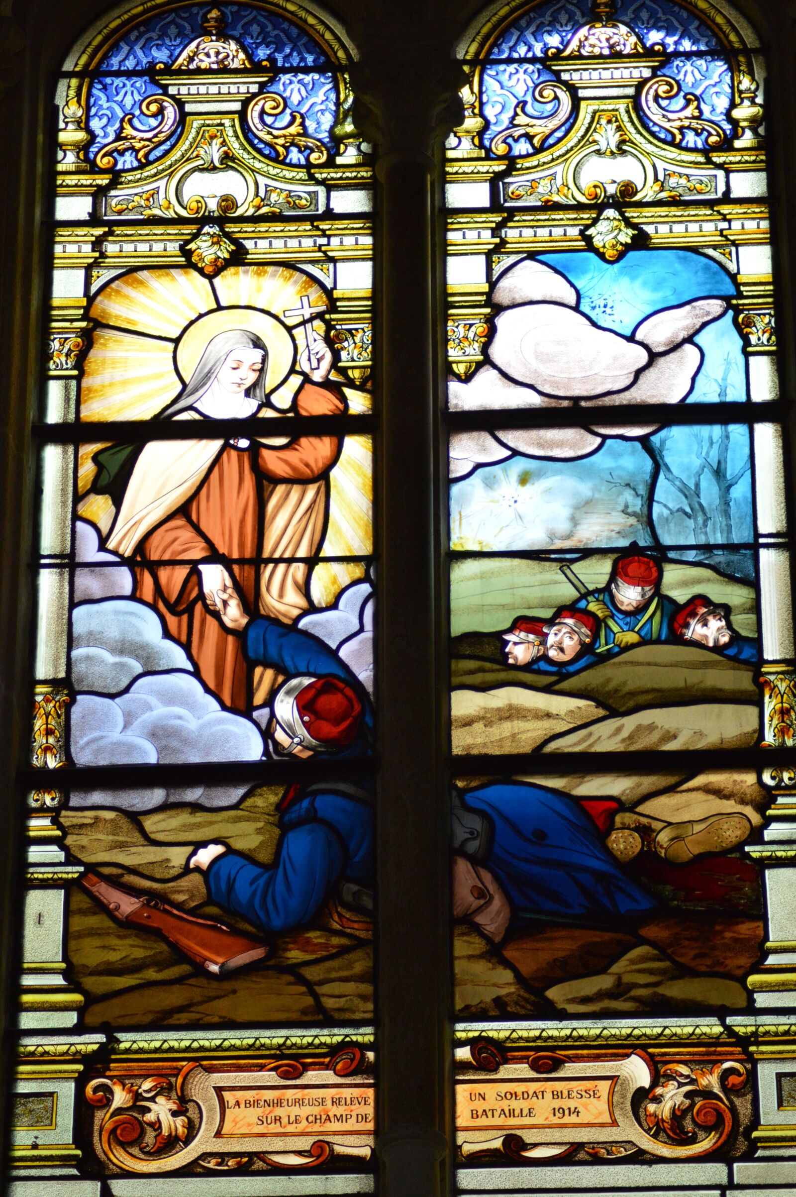 Nikon D3200 sample photo. Stained glass, soldier, war photography