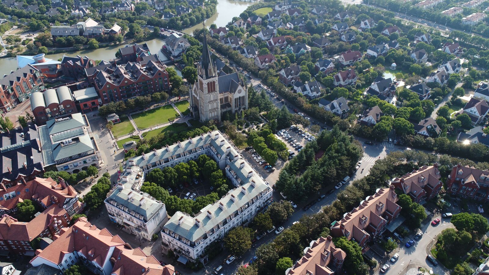 DJI FC6310 sample photo. Aerial, small town photography