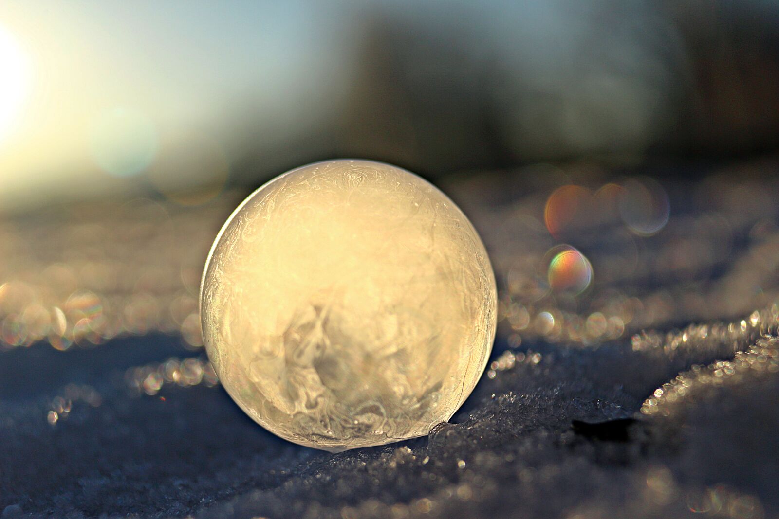 Canon EOS 100D (EOS Rebel SL1 / EOS Kiss X7) sample photo. Ball, ice bubble, soap photography