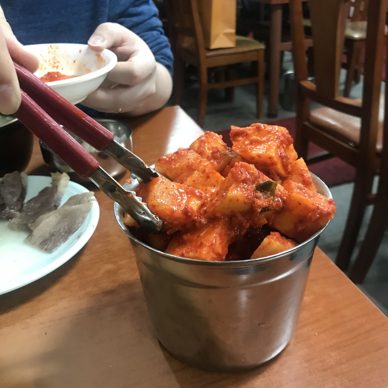 iPhone 7 back camera 3.99mm f/1.8 sample photo. Kimchi, raddish, hotfood photography