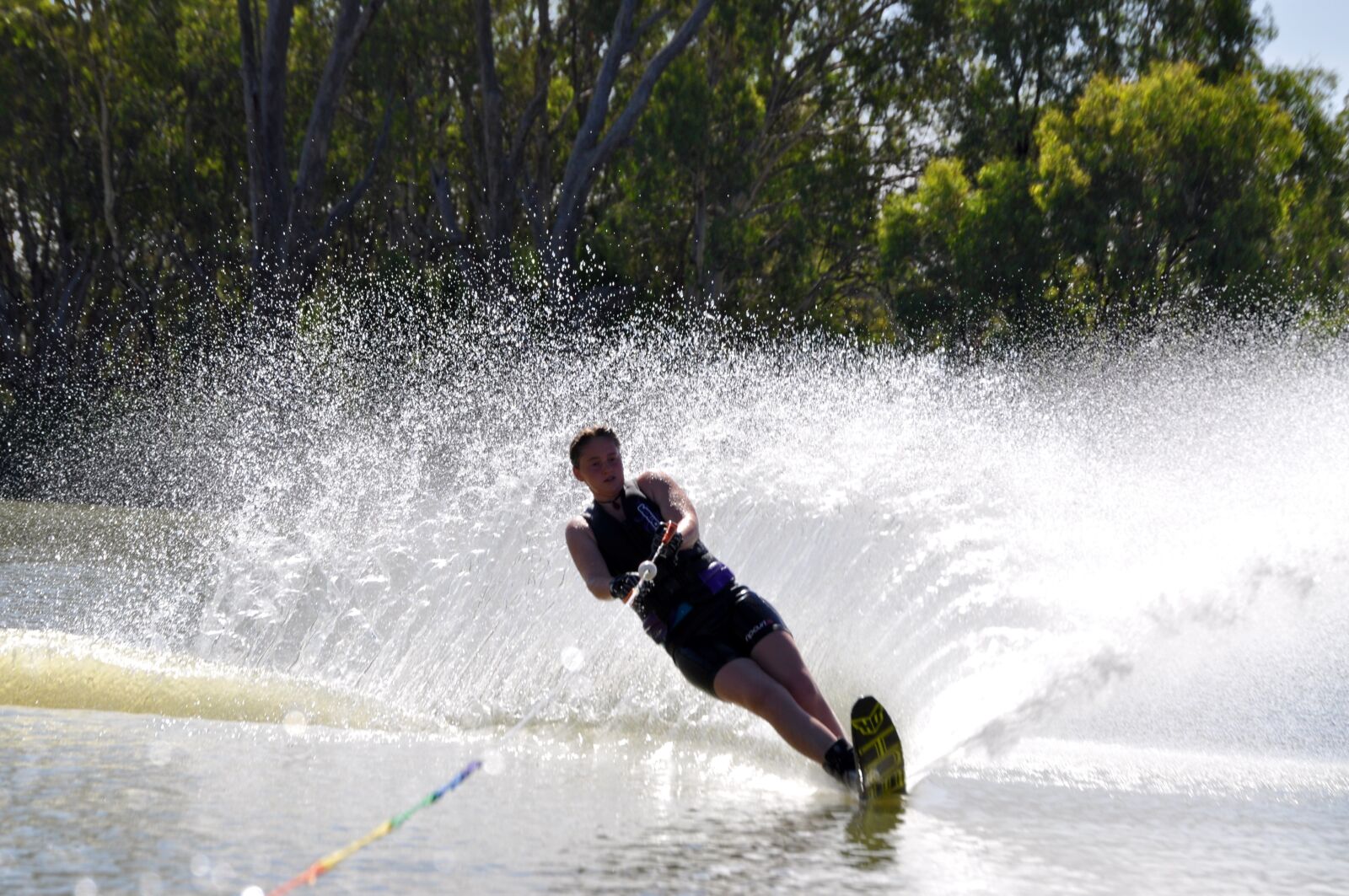 Nikon D5000 sample photo. Waterskiing, river, sport photography