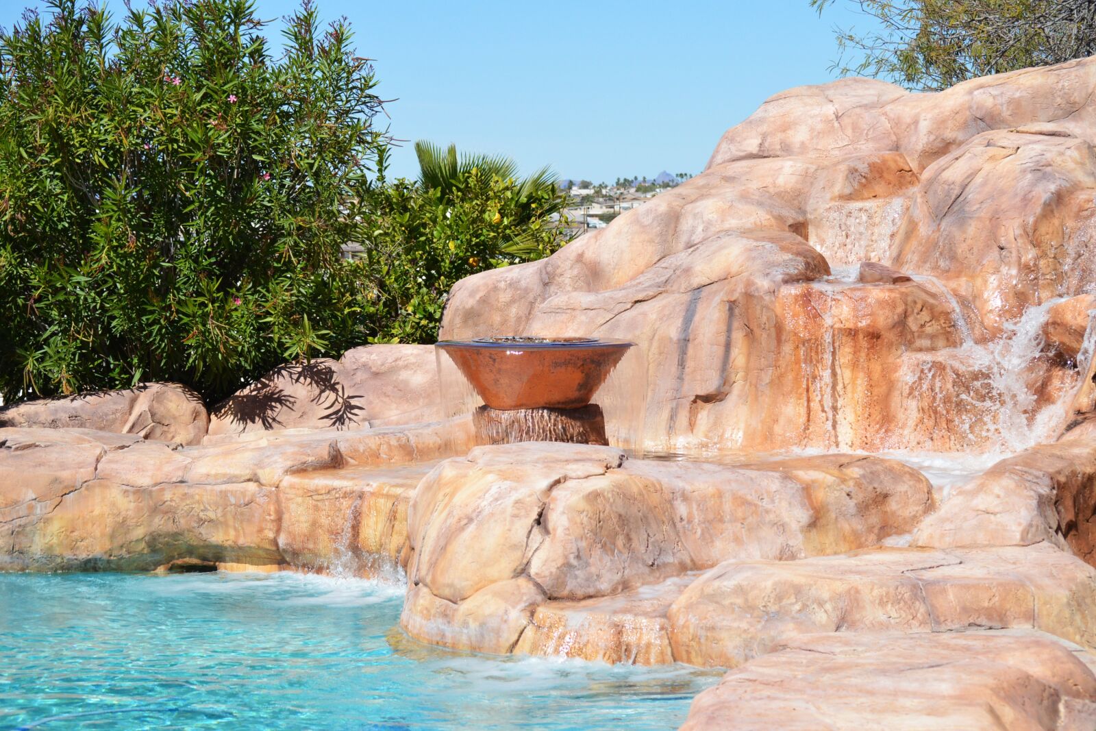 Nikon D3200 sample photo. Backyard, pool, rock photography
