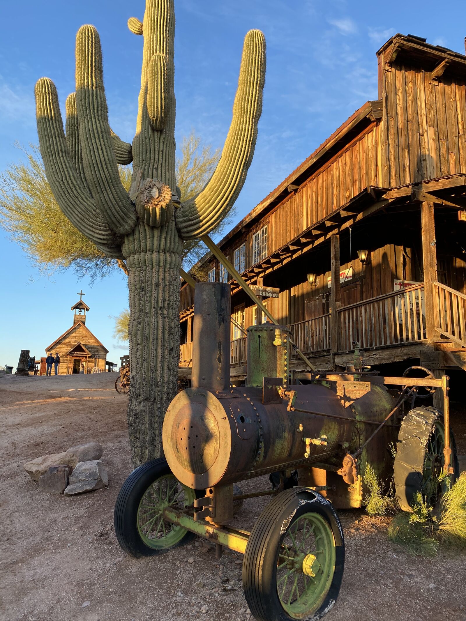 iPhone 11 Pro Max back triple camera 4.25mm f/1.8 sample photo. Superstition mountain, church, town photography