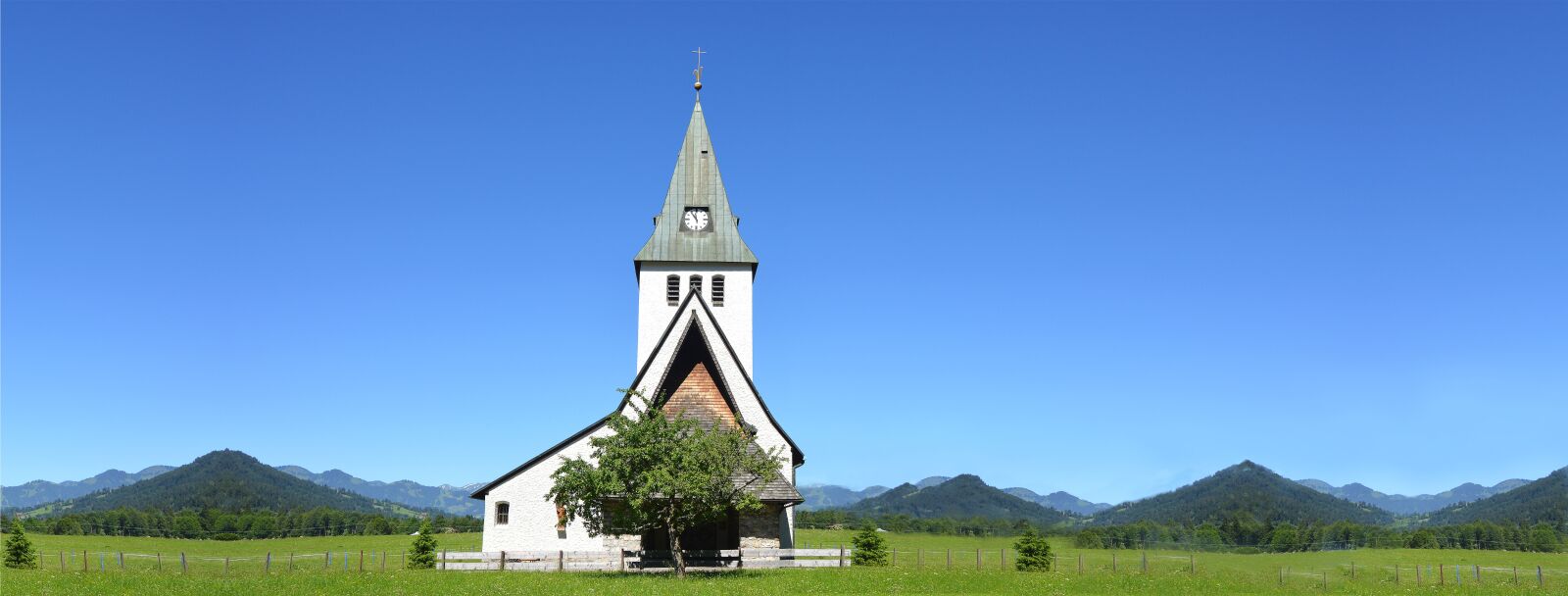 Nikon D3200 sample photo. Mountain panorama, steeple, church photography
