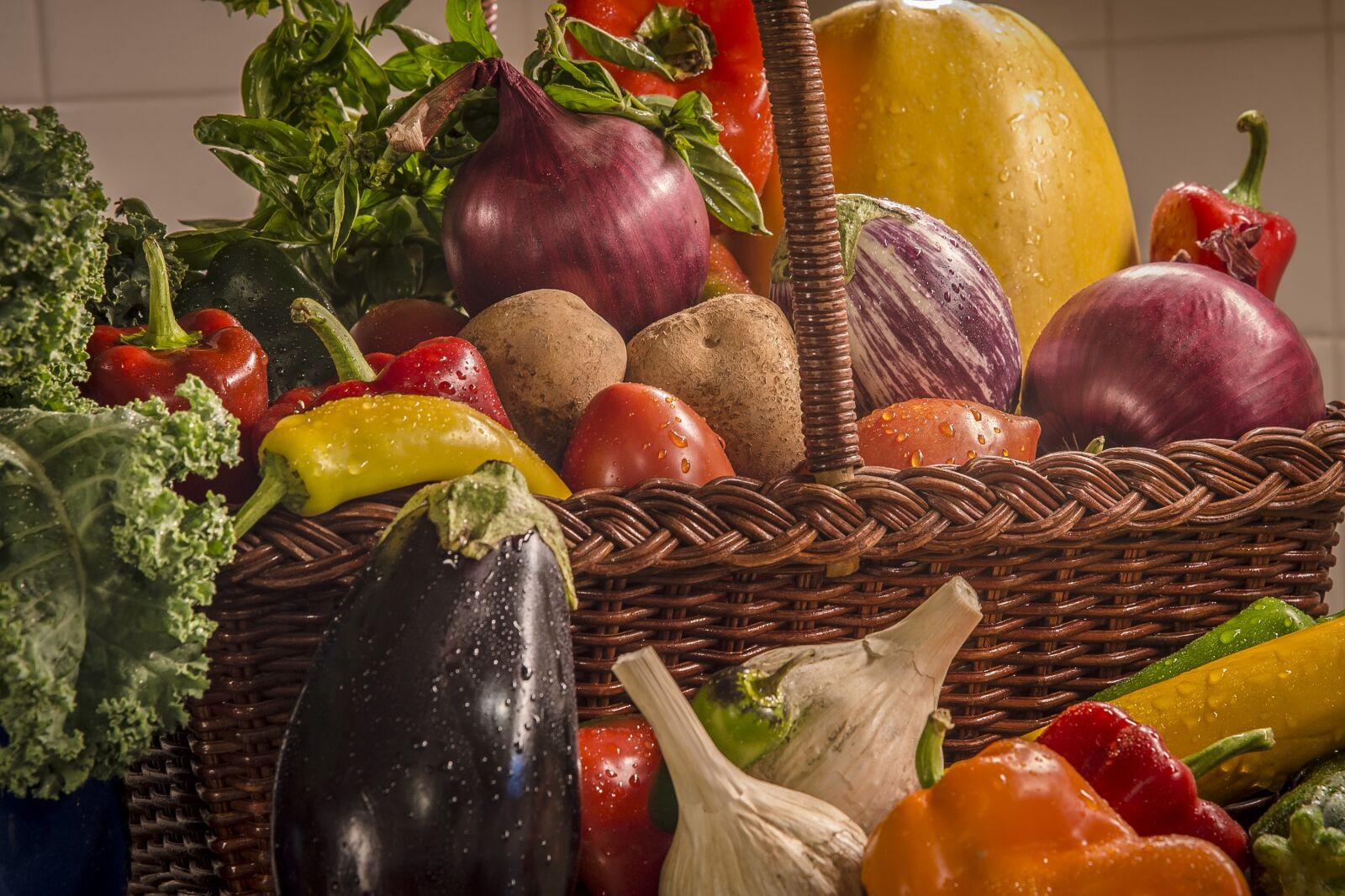 Nikon D4 sample photo. Vegetables, assortment, basket photography