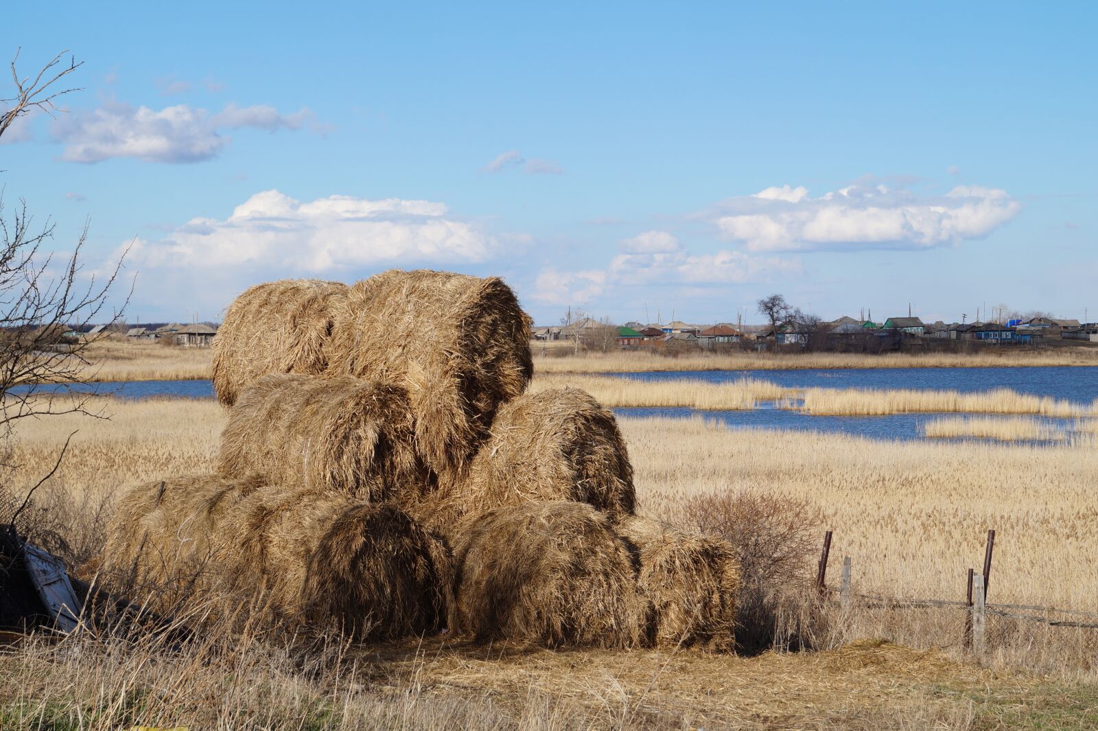 Sony DT 18-55mm F3.5-5.6 SAM II sample photo. Hay, field, village photography