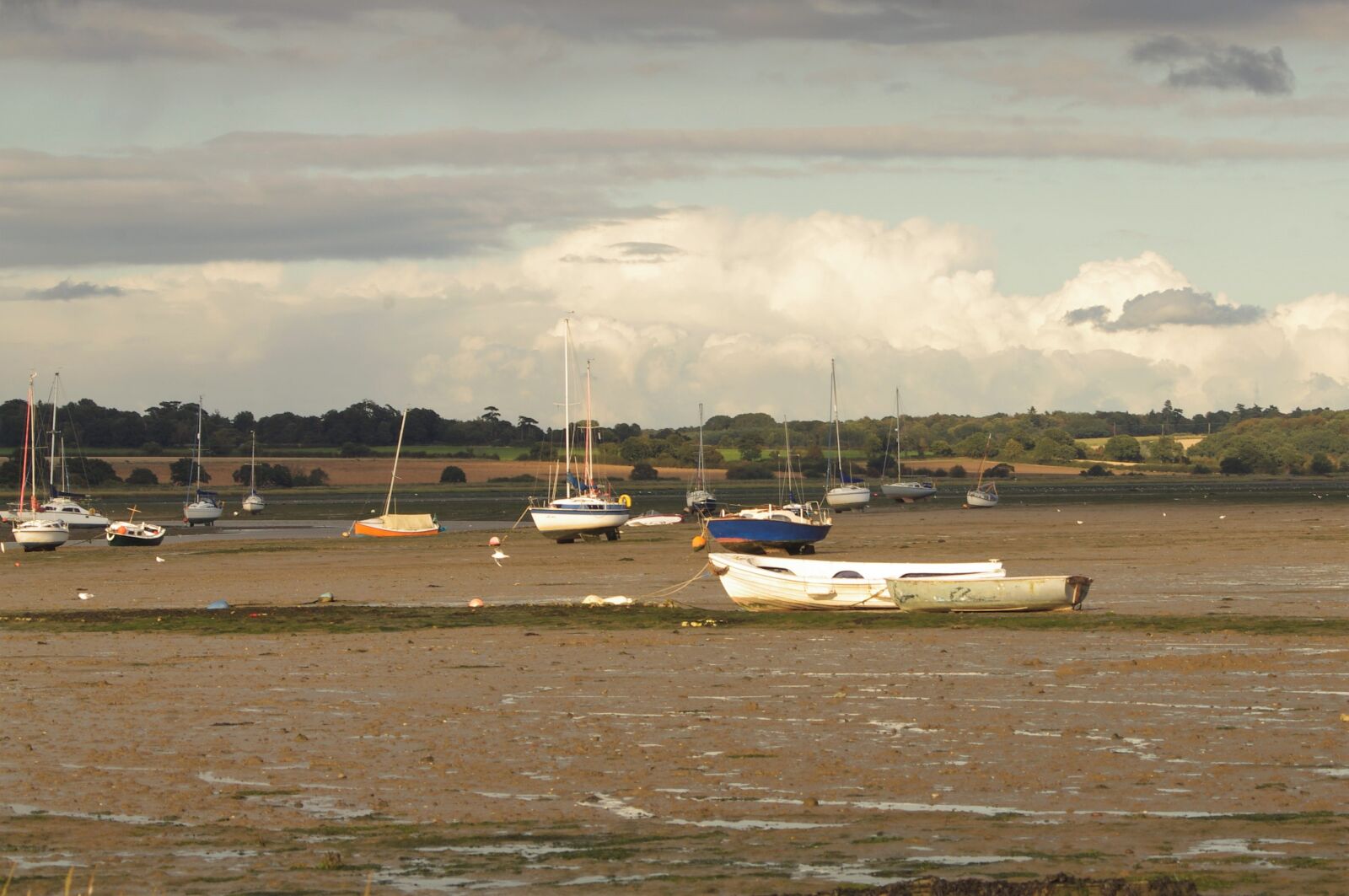 Pentax K-x sample photo. Boat, coast, low tide photography
