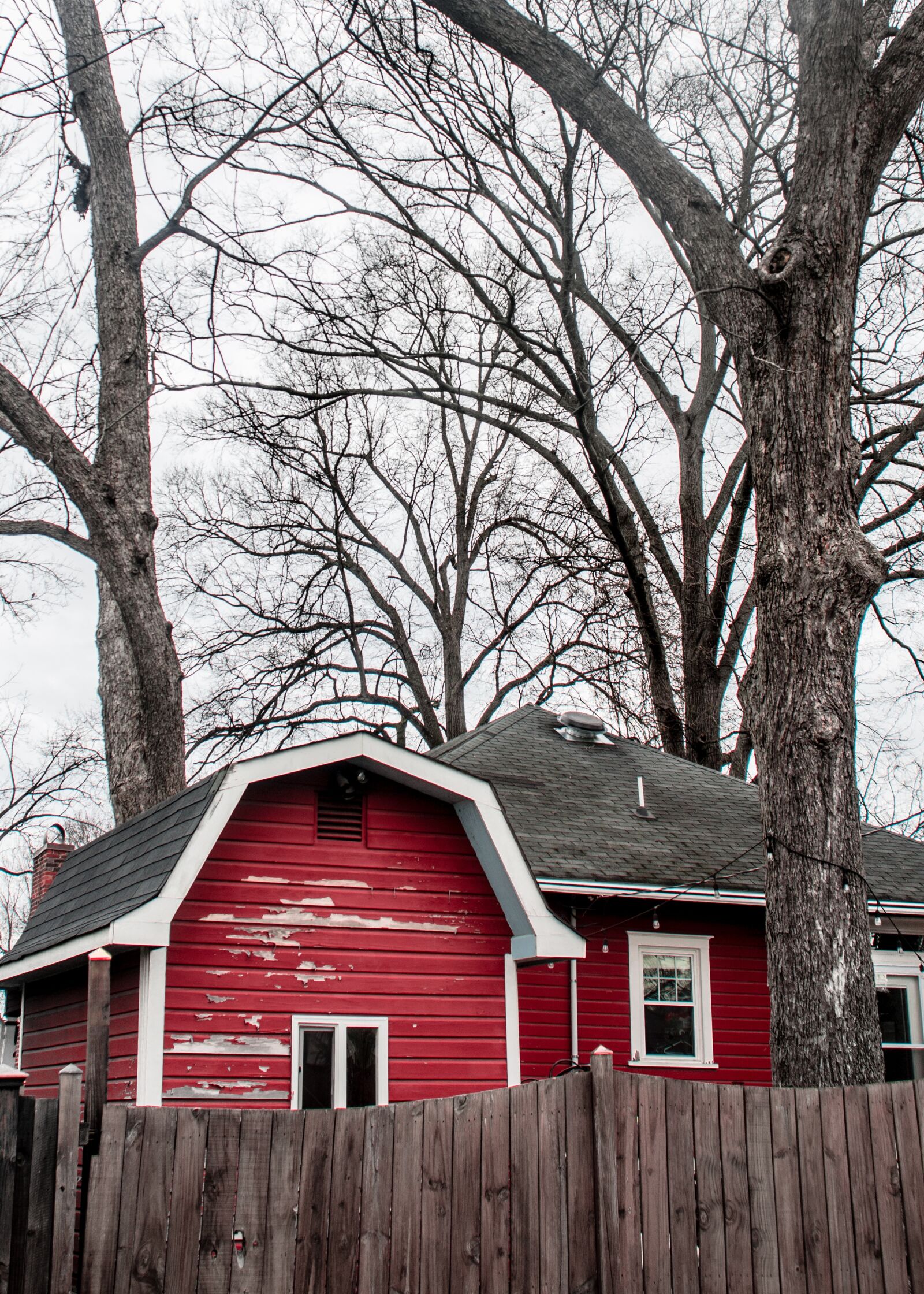 Nikon D7100 sample photo. Red house, winter, fence photography