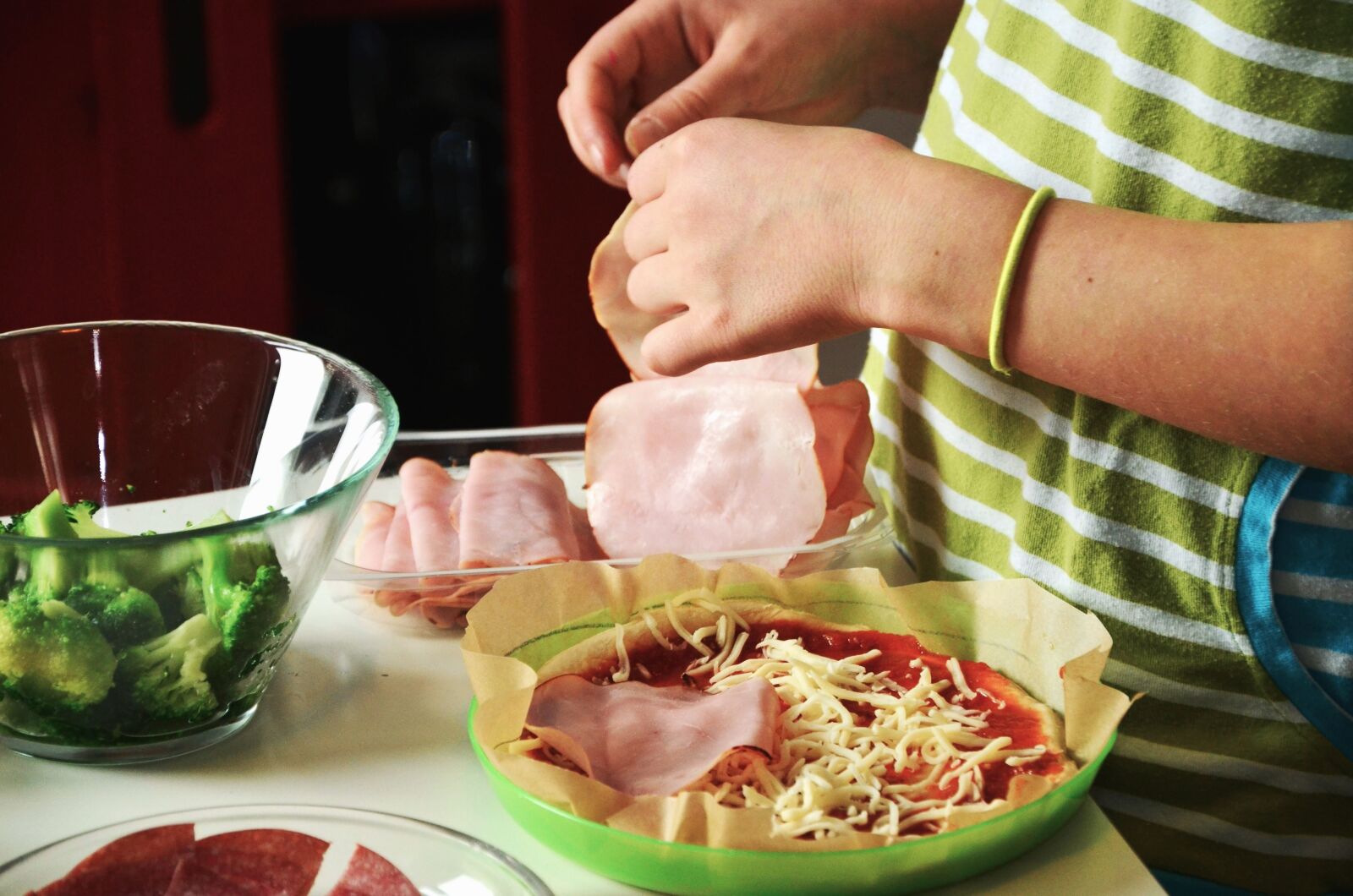 Nikon D5100 sample photo. Ham, cheese, dough, food photography