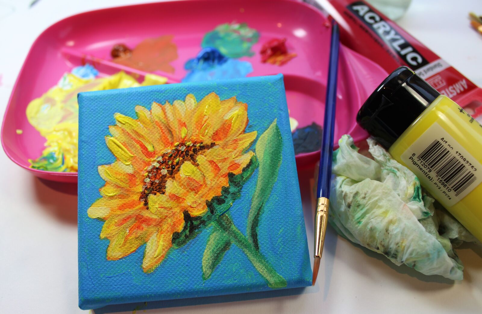 Canon EOS 1300D (EOS Rebel T6 / EOS Kiss X80) sample photo. Paint, canvas, sunflower photography