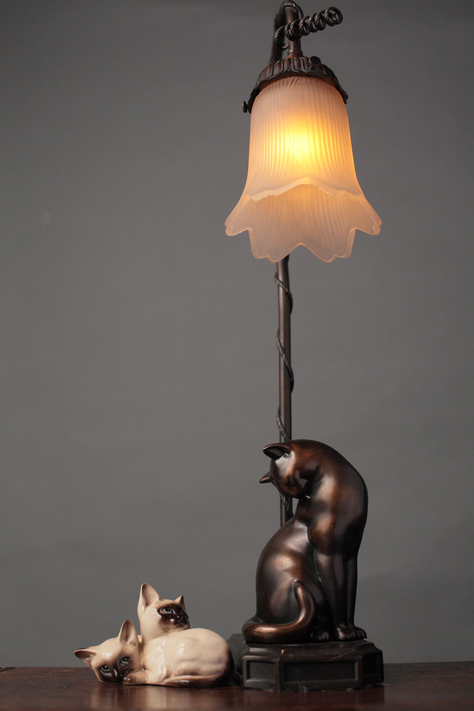 Canon EOS 5D Mark II sample photo. Antique, bronze, brown, cat photography