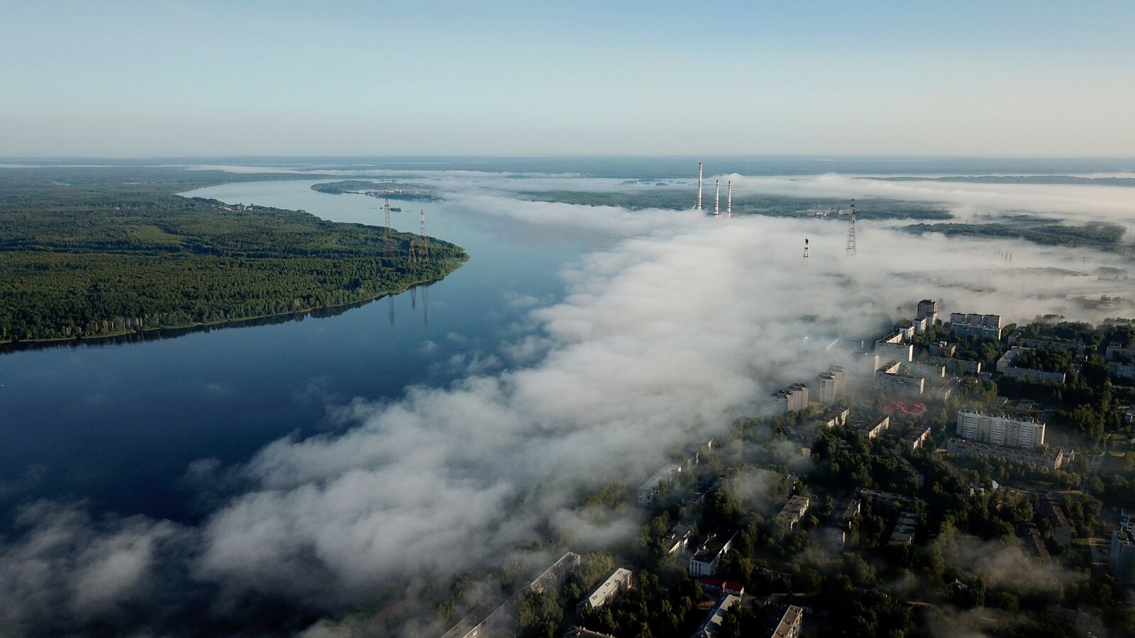 DJI FC220 sample photo. Fog, river, nature photography