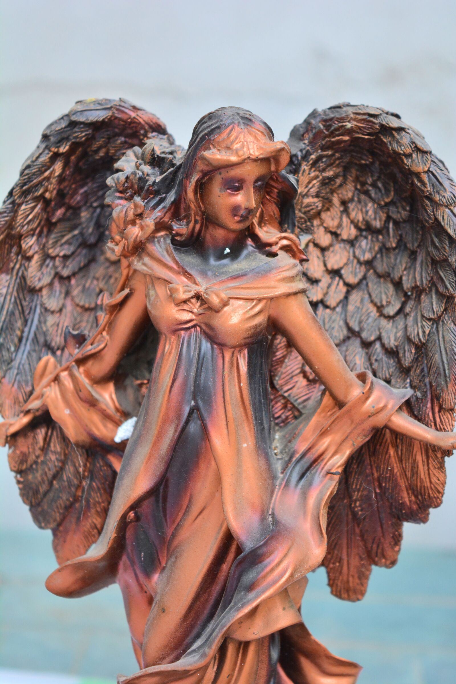 Nikon D5200 sample photo. Angel, statuette, bronze photography