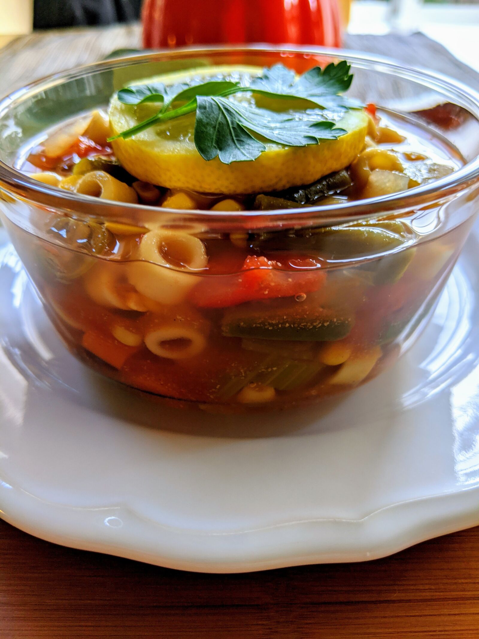 Google Pixel 3 XL sample photo. Soup, minestrone soup, vegetable photography