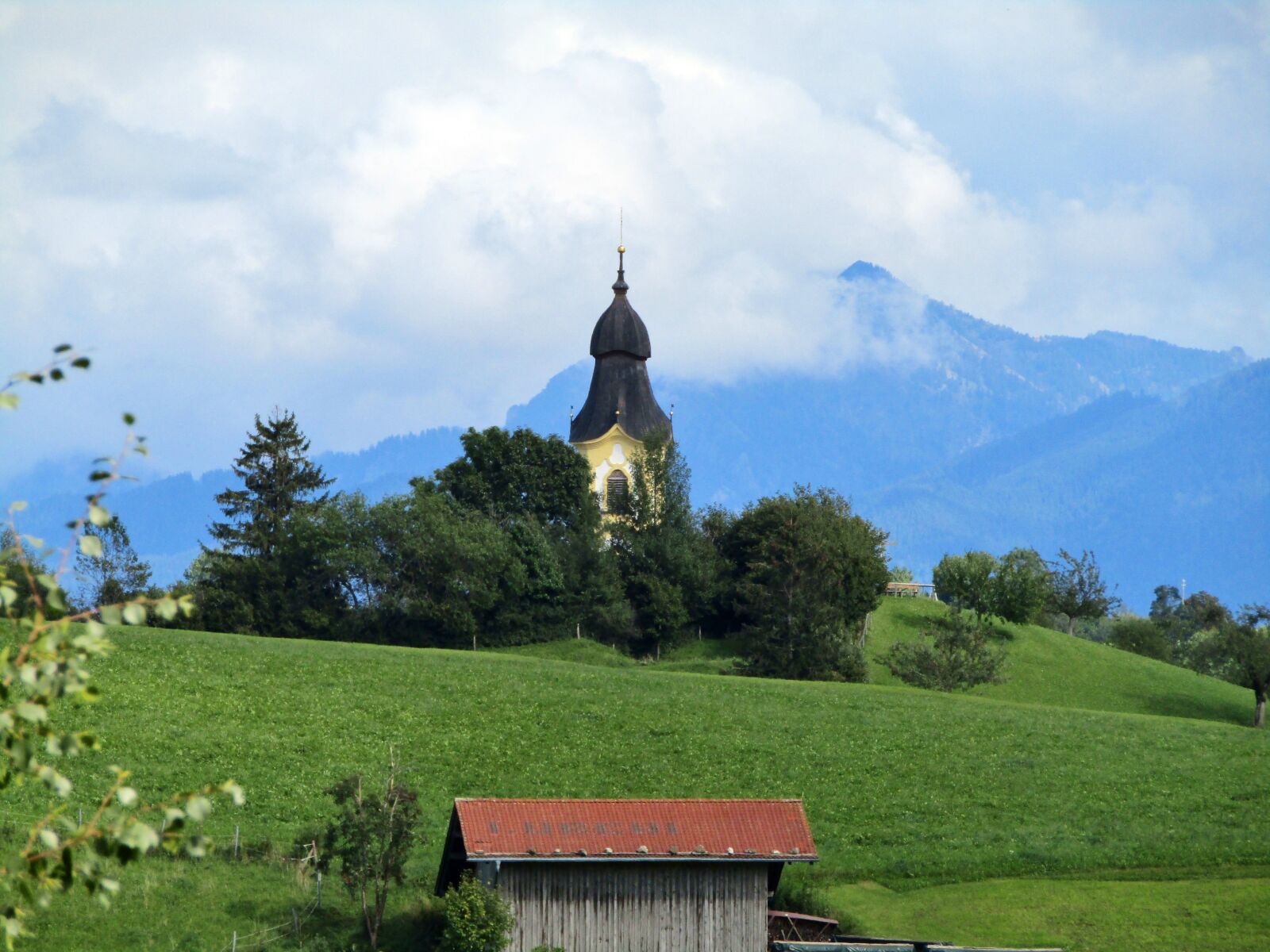 Canon POWERSHOT SX432 IS sample photo. Allgäu, steeple, shrubs photography