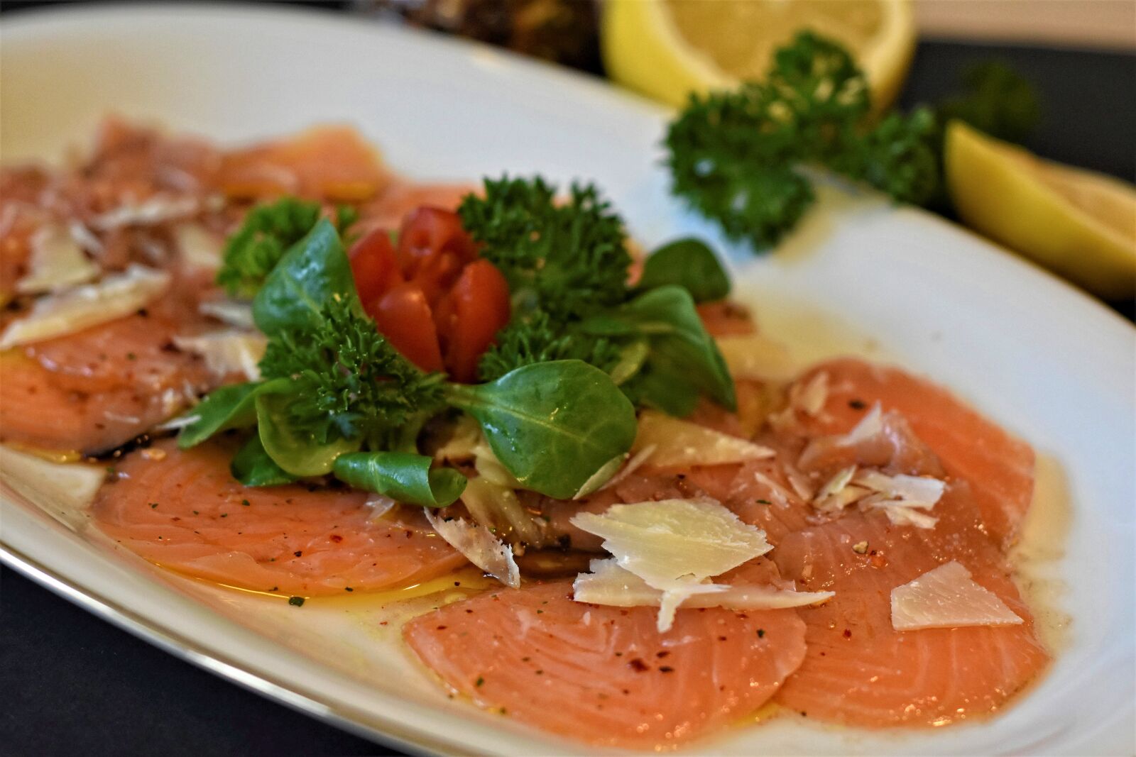 Nikon D7200 sample photo. Salmon, carpaccio, eat photography