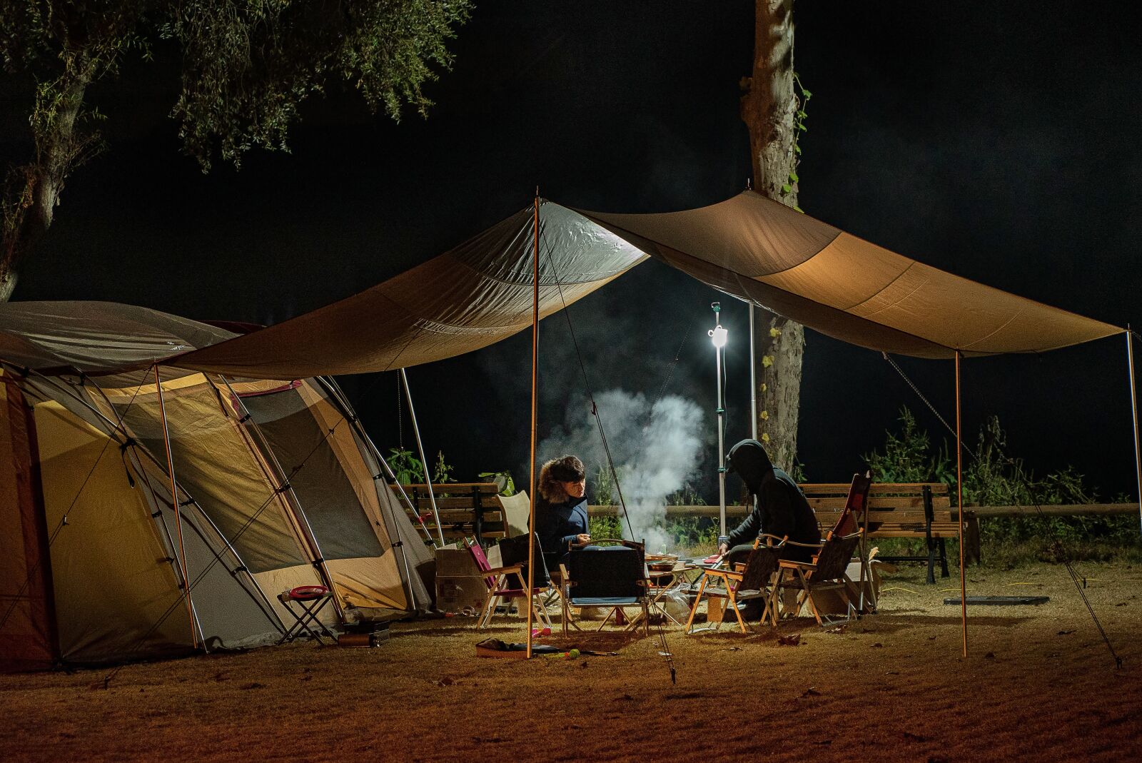 Sony a7S II sample photo. People, camping, tent photography