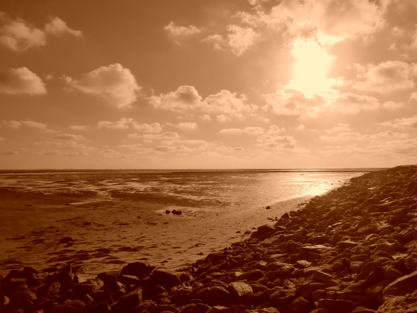 CASIO EX-H5 sample photo. Sepia, landscape, north sea photography
