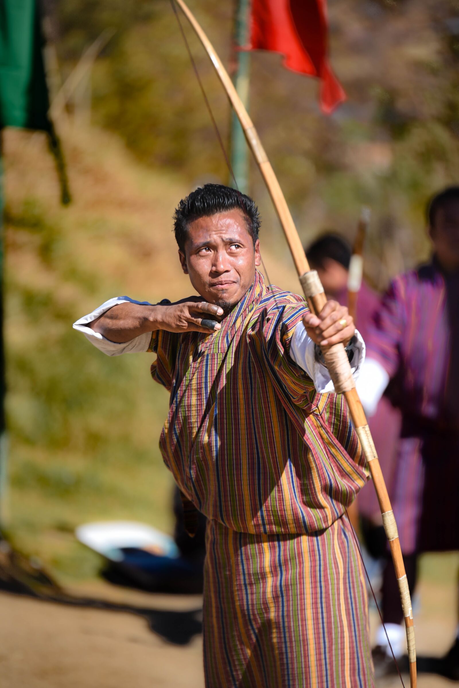 Nikon D750 + Tamron SP 70-200mm F2.8 Di VC USD sample photo. Bhutan, archery, tradition photography
