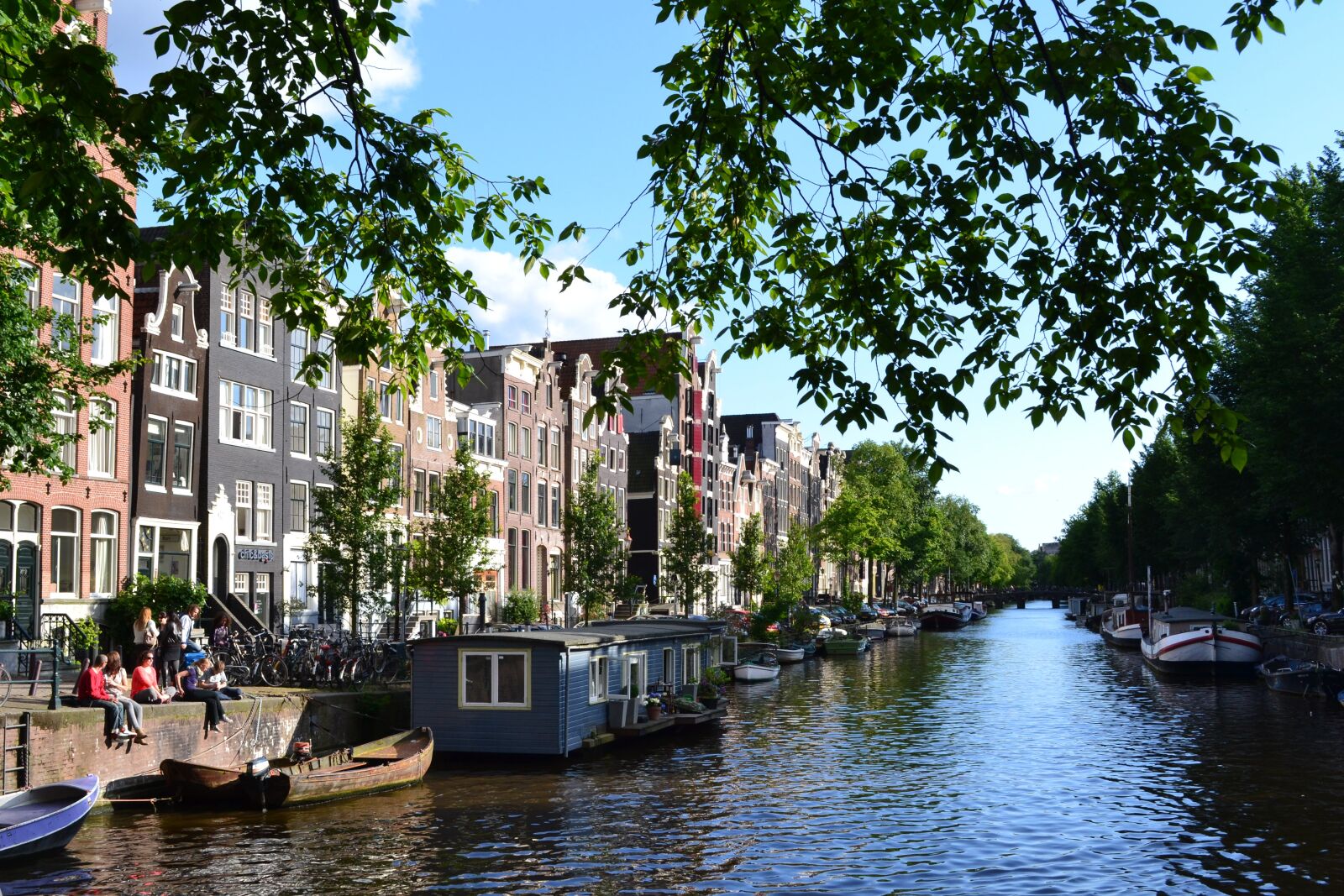 Nikon D3100 sample photo. Amsterdam, channel, barges photography