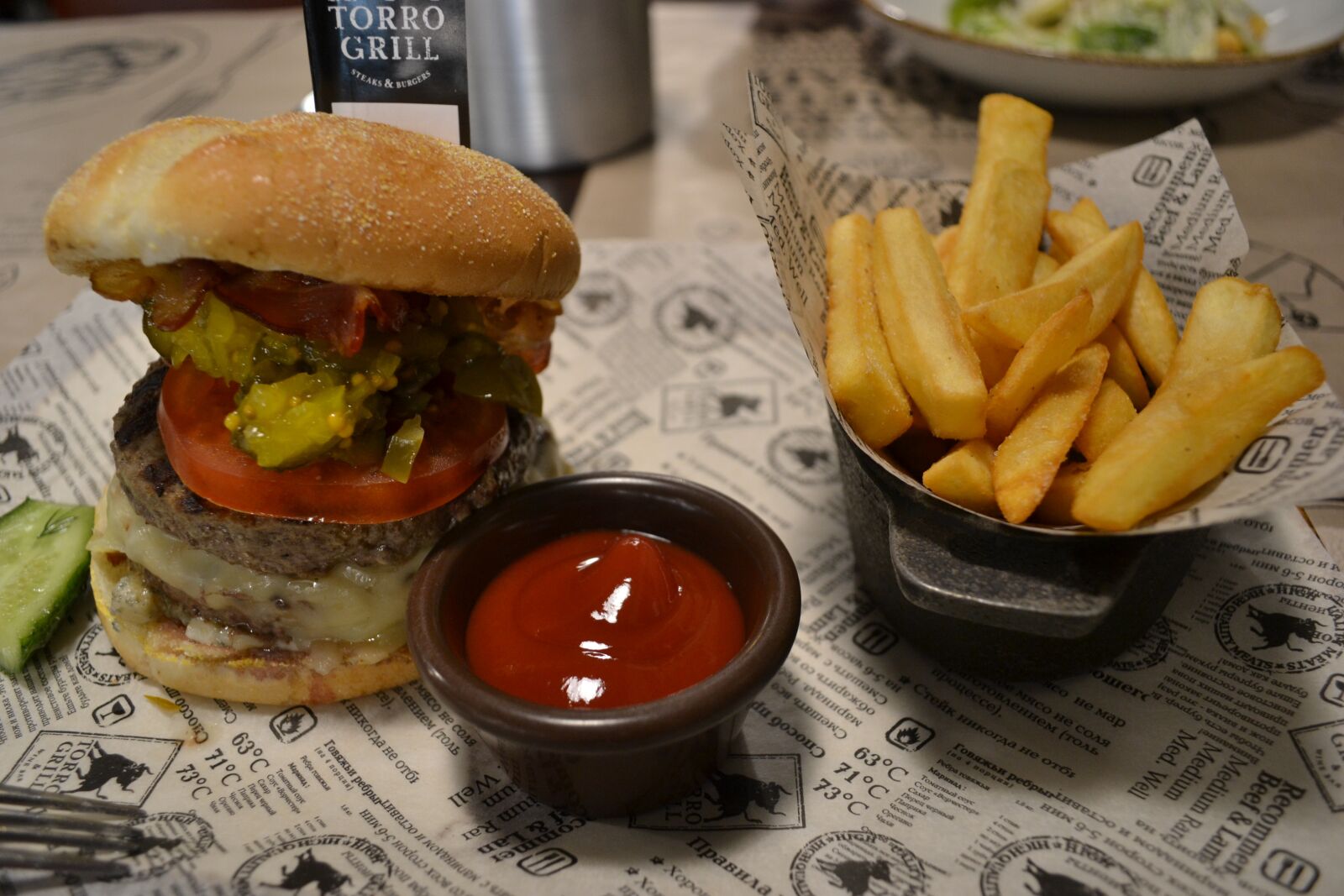 Nikon D3100 sample photo. Burger, potato, food photography