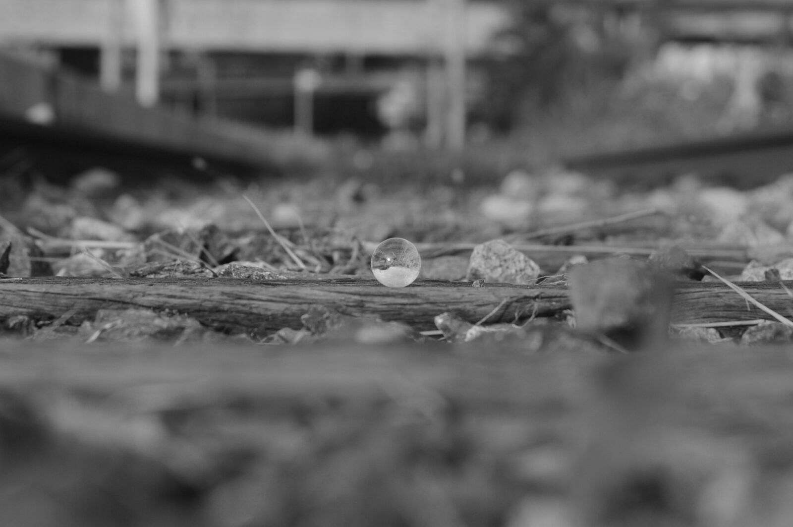 Nikon D3200 sample photo. Track, rail, glass beads photography