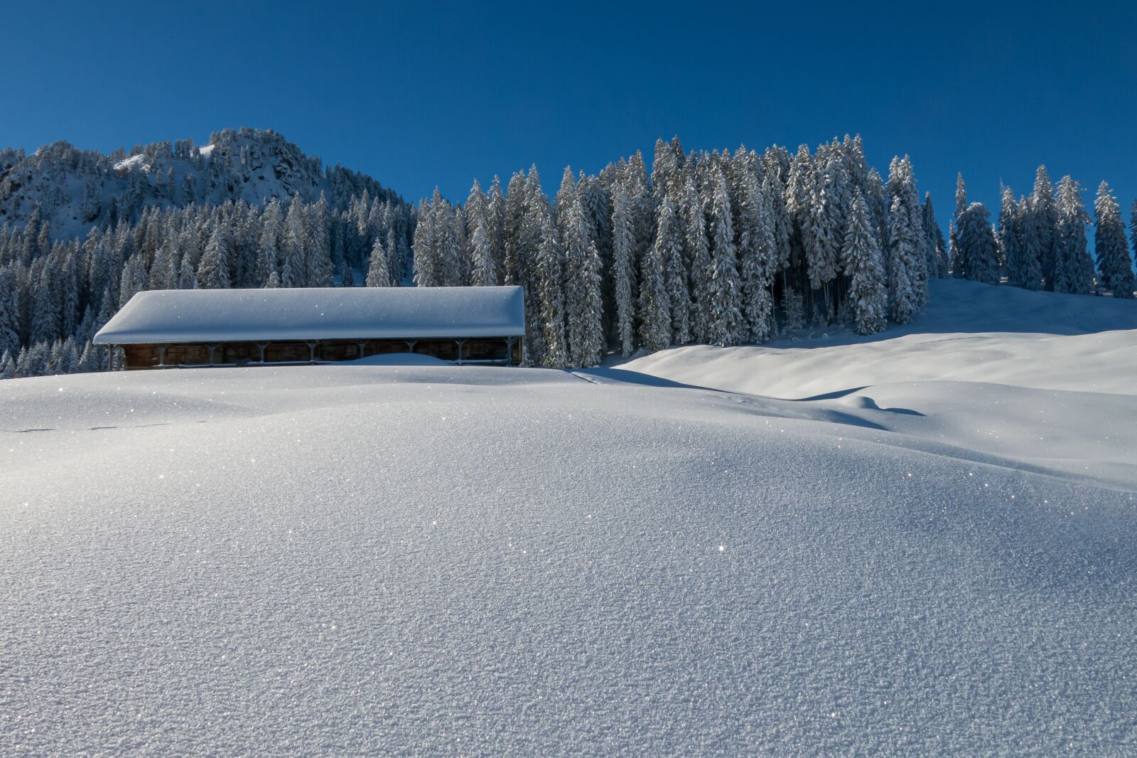 Canon PowerShot G15 sample photo. Winter, landscape, alpine hut photography
