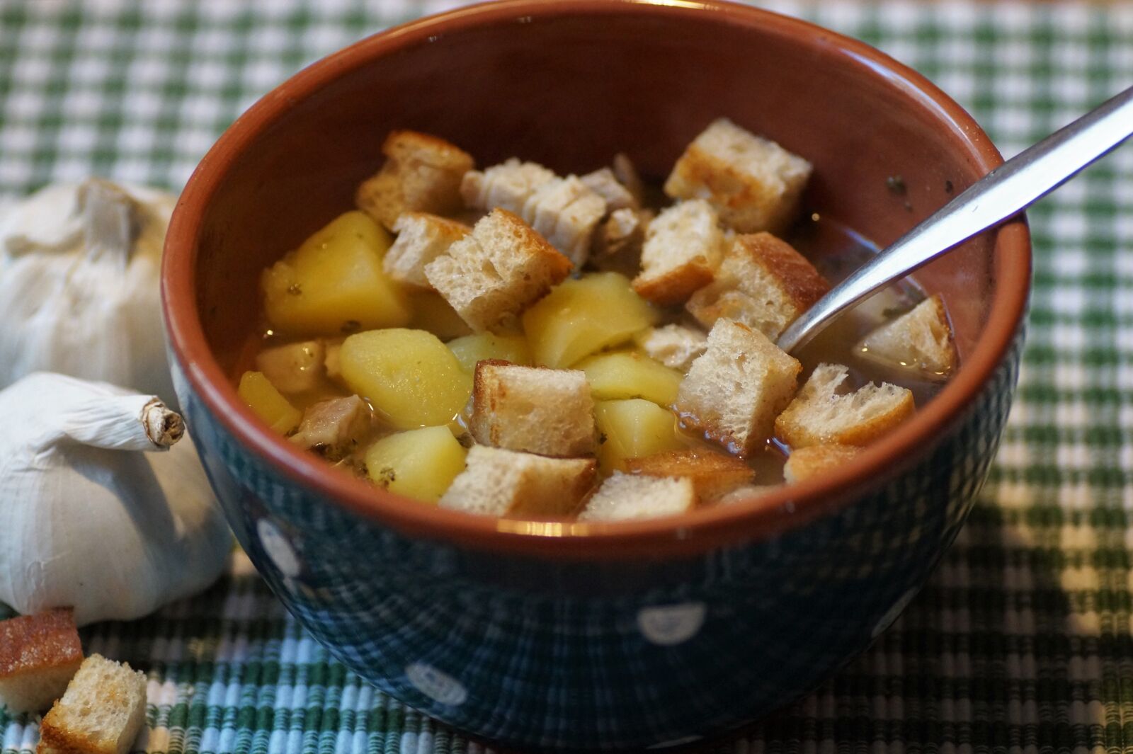 Sony SLT-A58 sample photo. Garlic, soup, garlic soup photography