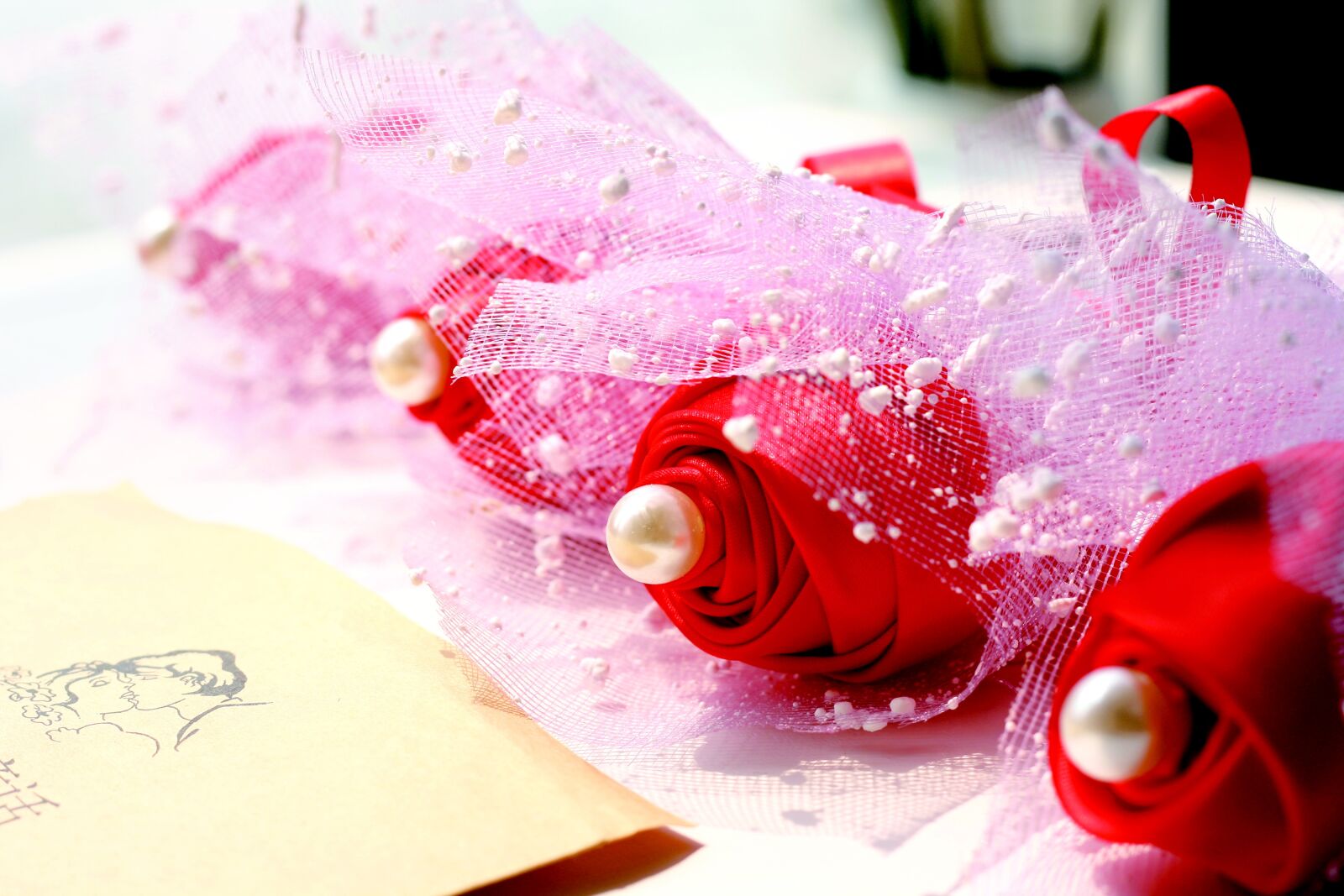 Canon EOS 1000D (EOS Digital Rebel XS / EOS Kiss F) sample photo. Ribbon flower, ribbon rose photography
