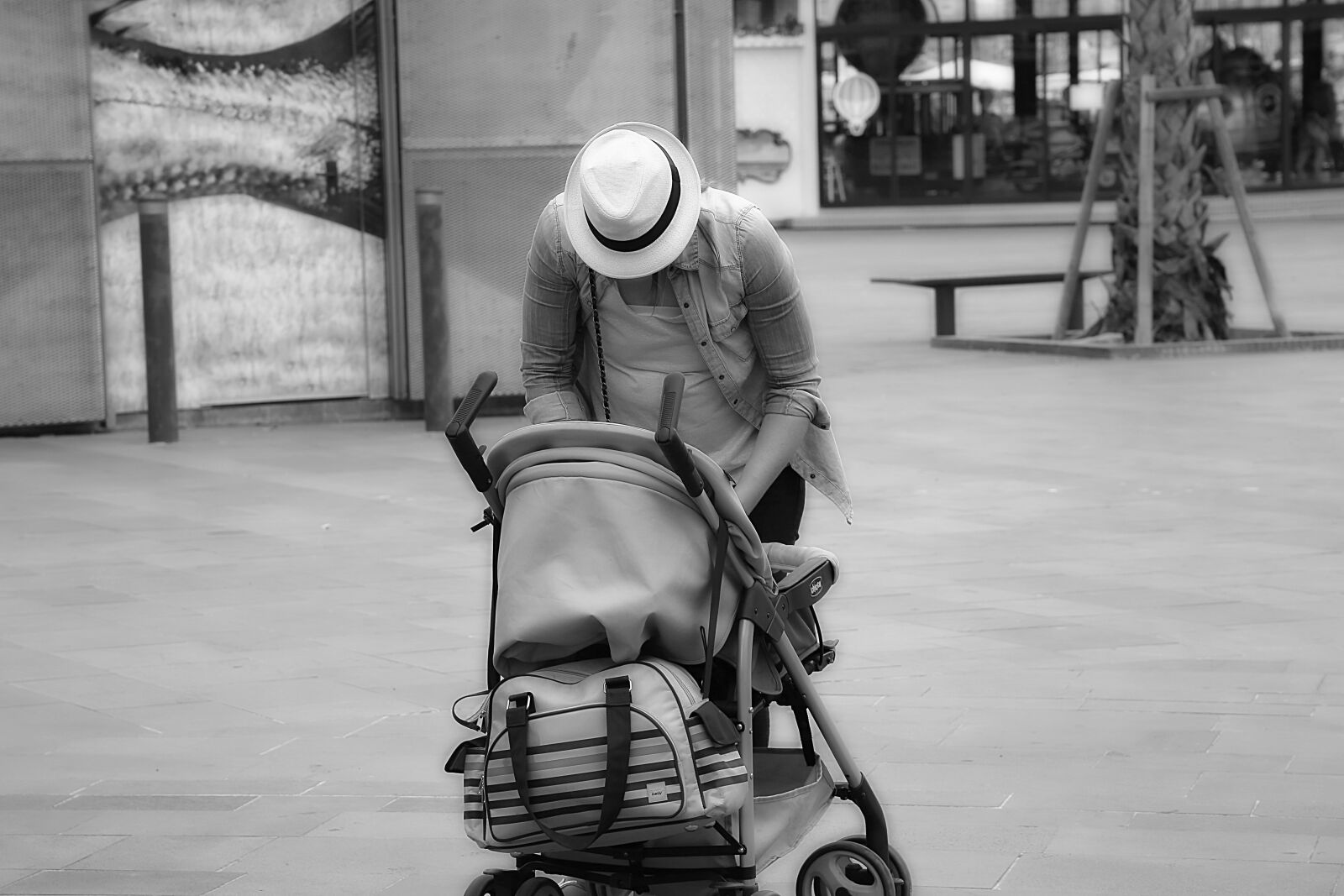 Canon EOS 5D Mark III sample photo. Stroller, hat, person photography
