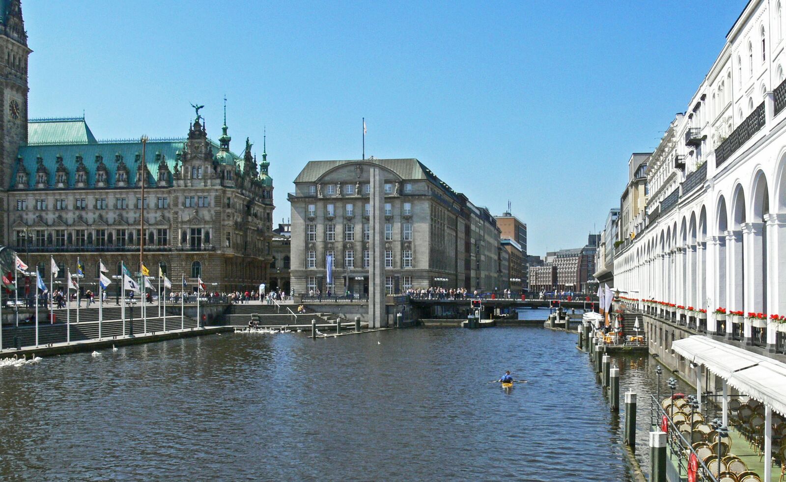 Panasonic DMC-FZ30 sample photo. Hamburg, canal, alster terraces photography