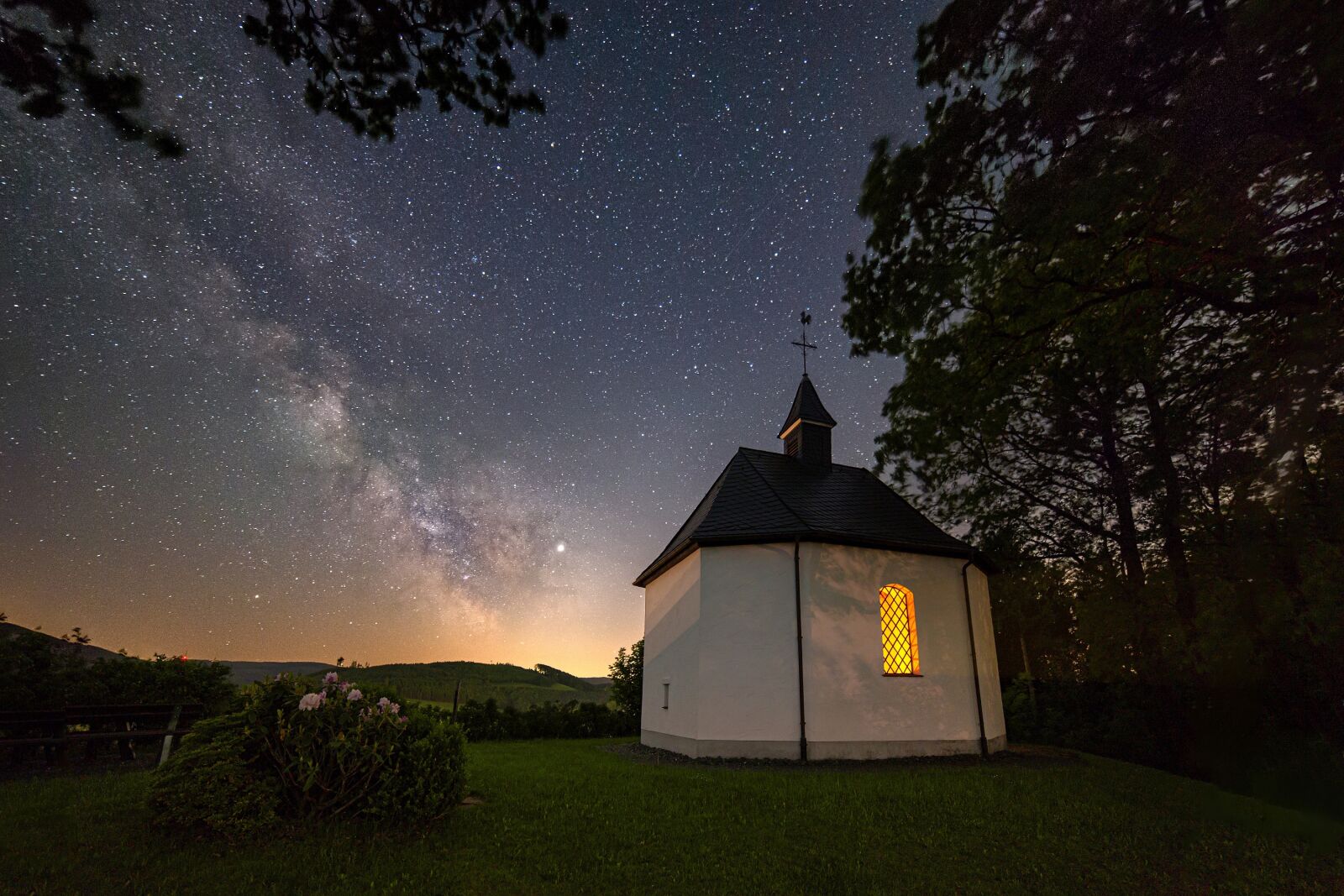 Nikon D600 sample photo. Night, star, chapel photography