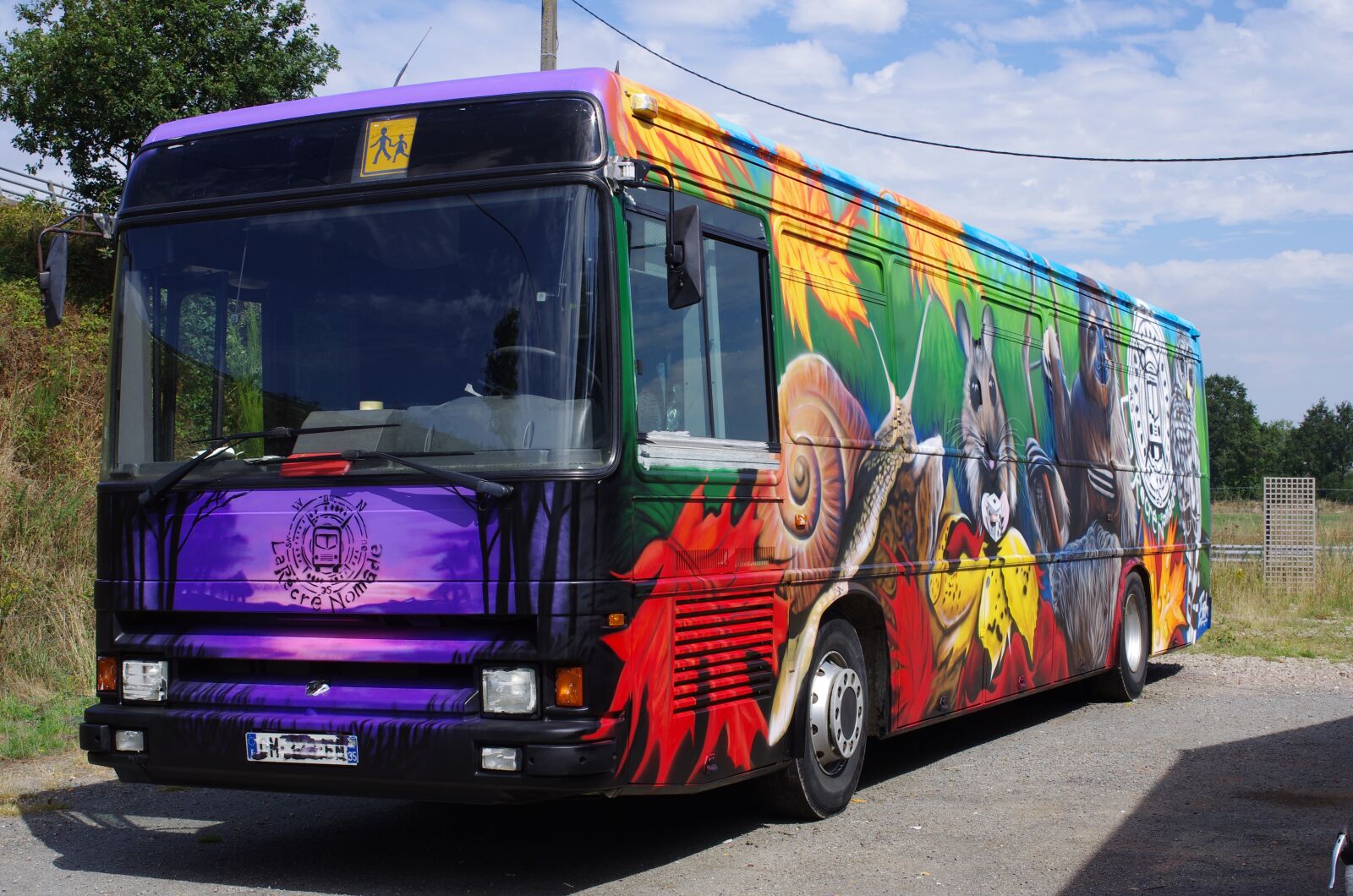 Pentax K-5 sample photo. Converted bus, graffiti bus photography