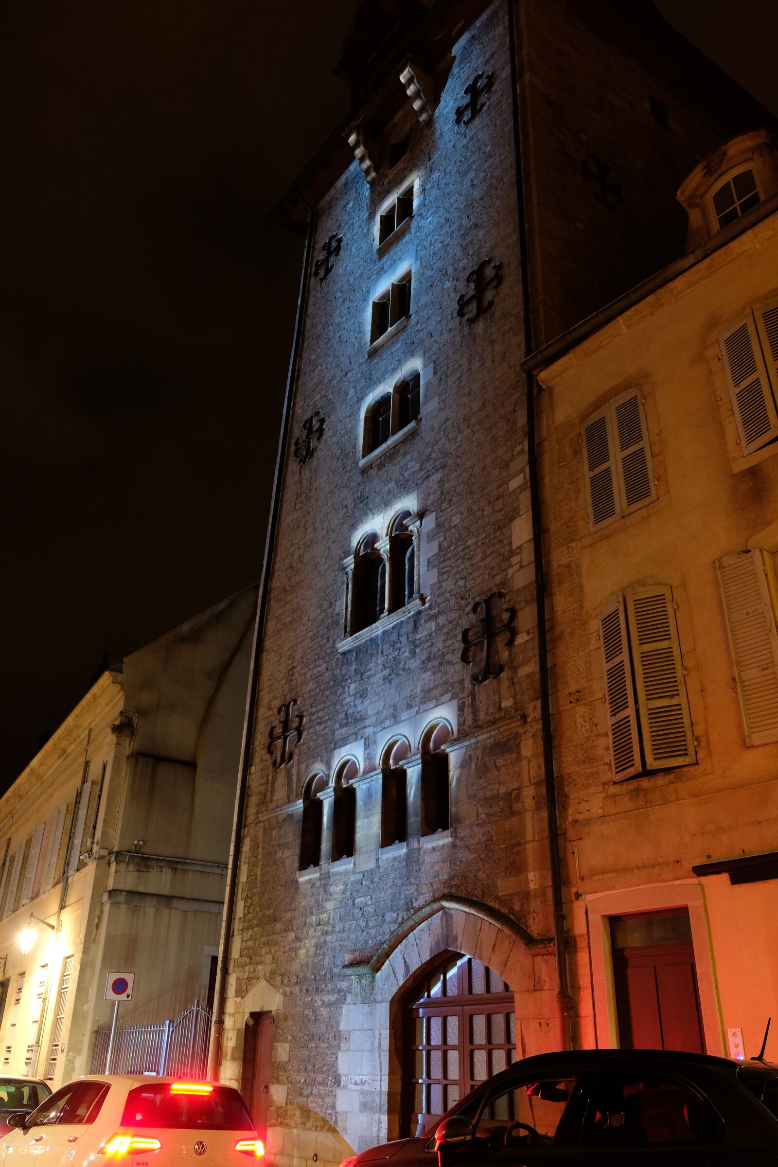 Fujifilm X-T20 sample photo. Beaune, steeple, night photography