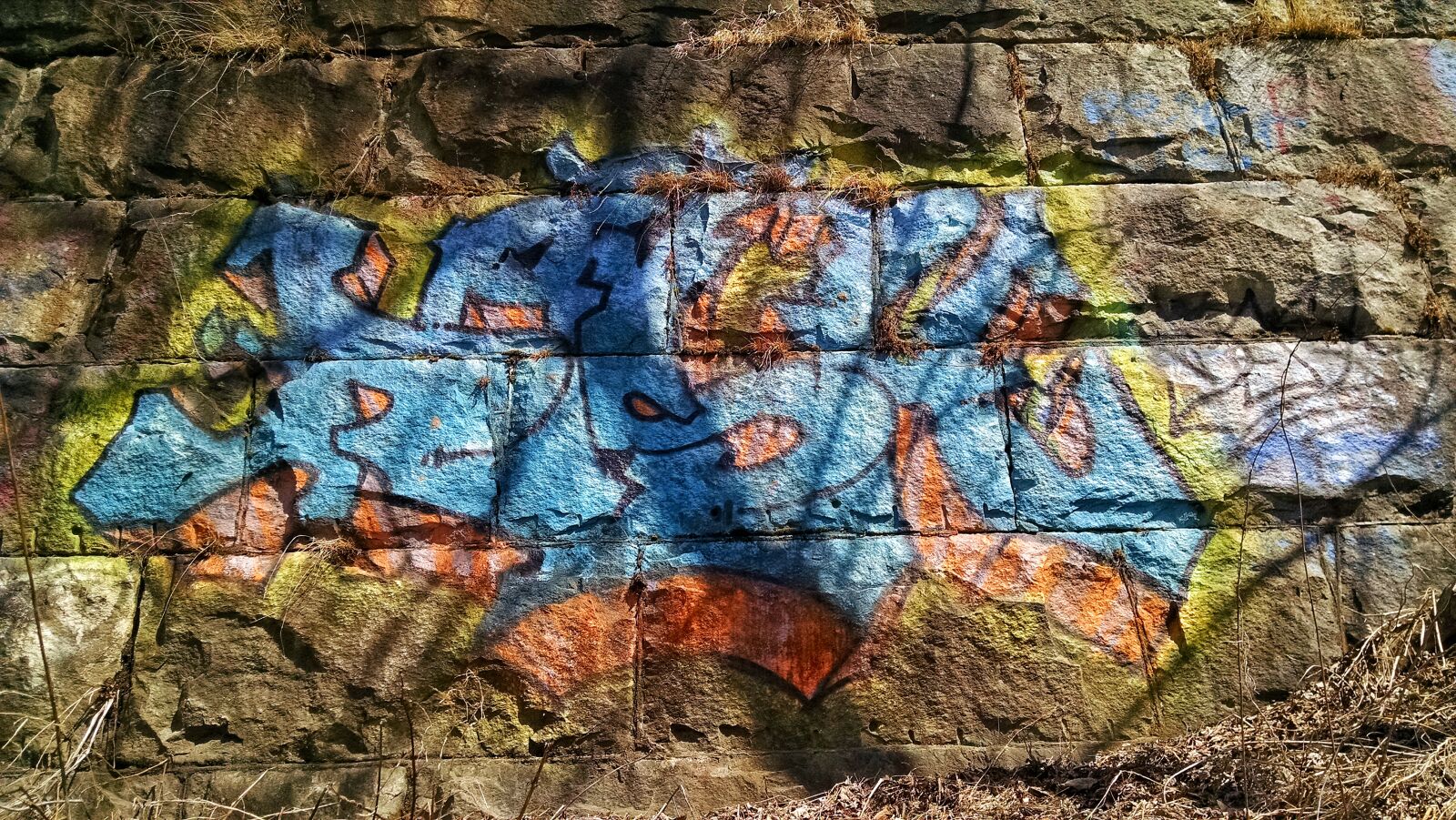 Motorola Moto X (1st Gen) sample photo. Blue, graffiti, orange, wall photography