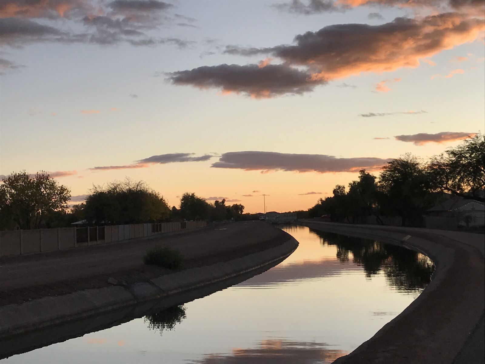 iPhone 7 back camera 3.99mm f/1.8 sample photo. Evening sunset, canal, clouds photography