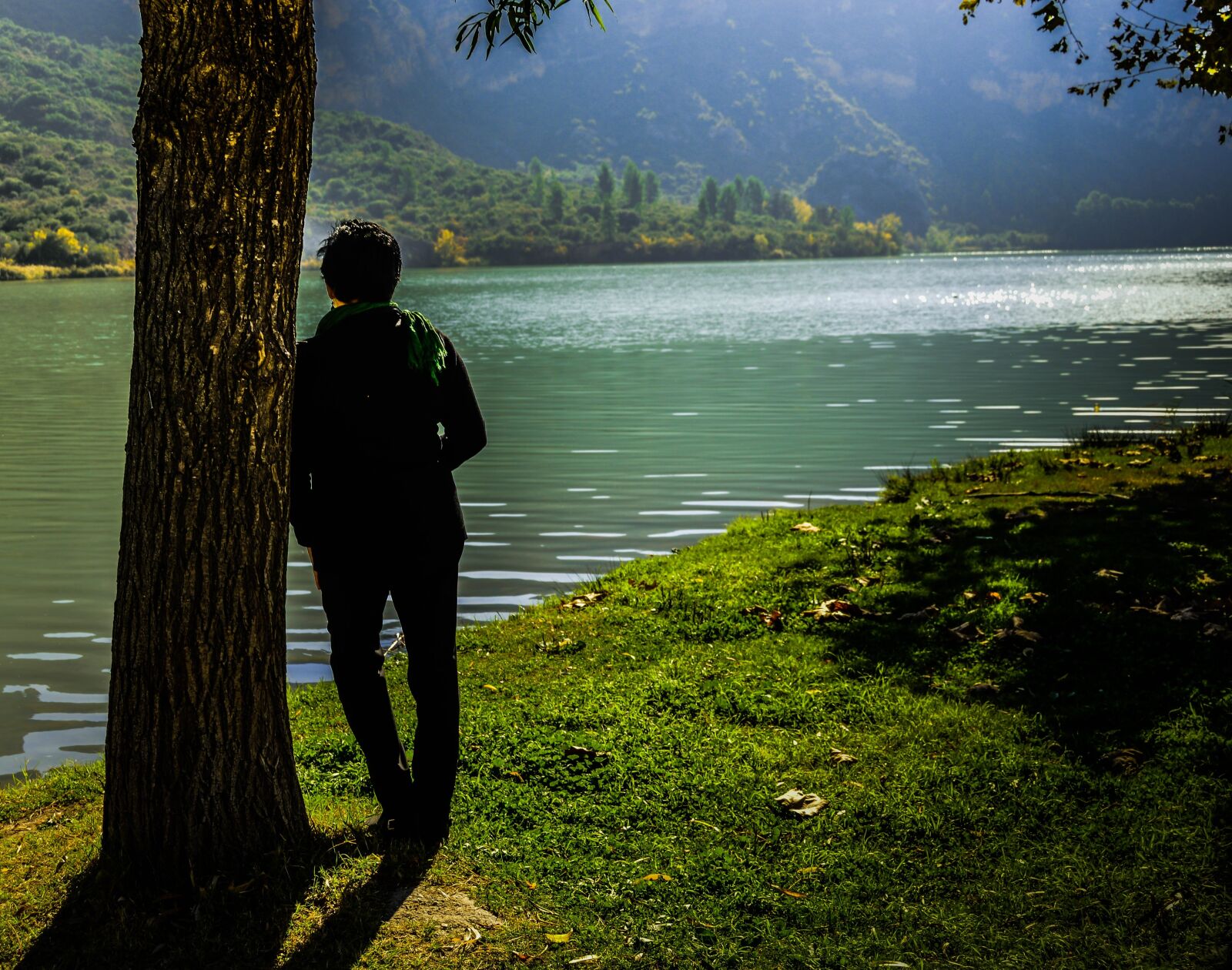 Nikon D3200 sample photo. Thoughtful person, lake, nature photography