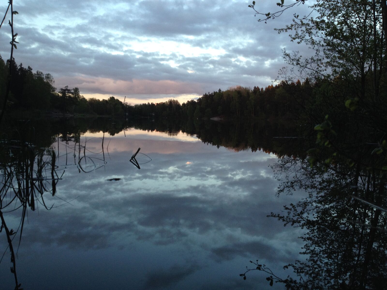 iPhone 4S back camera 4.28mm f/2.4 sample photo. Reflections, sunset, trees, water photography